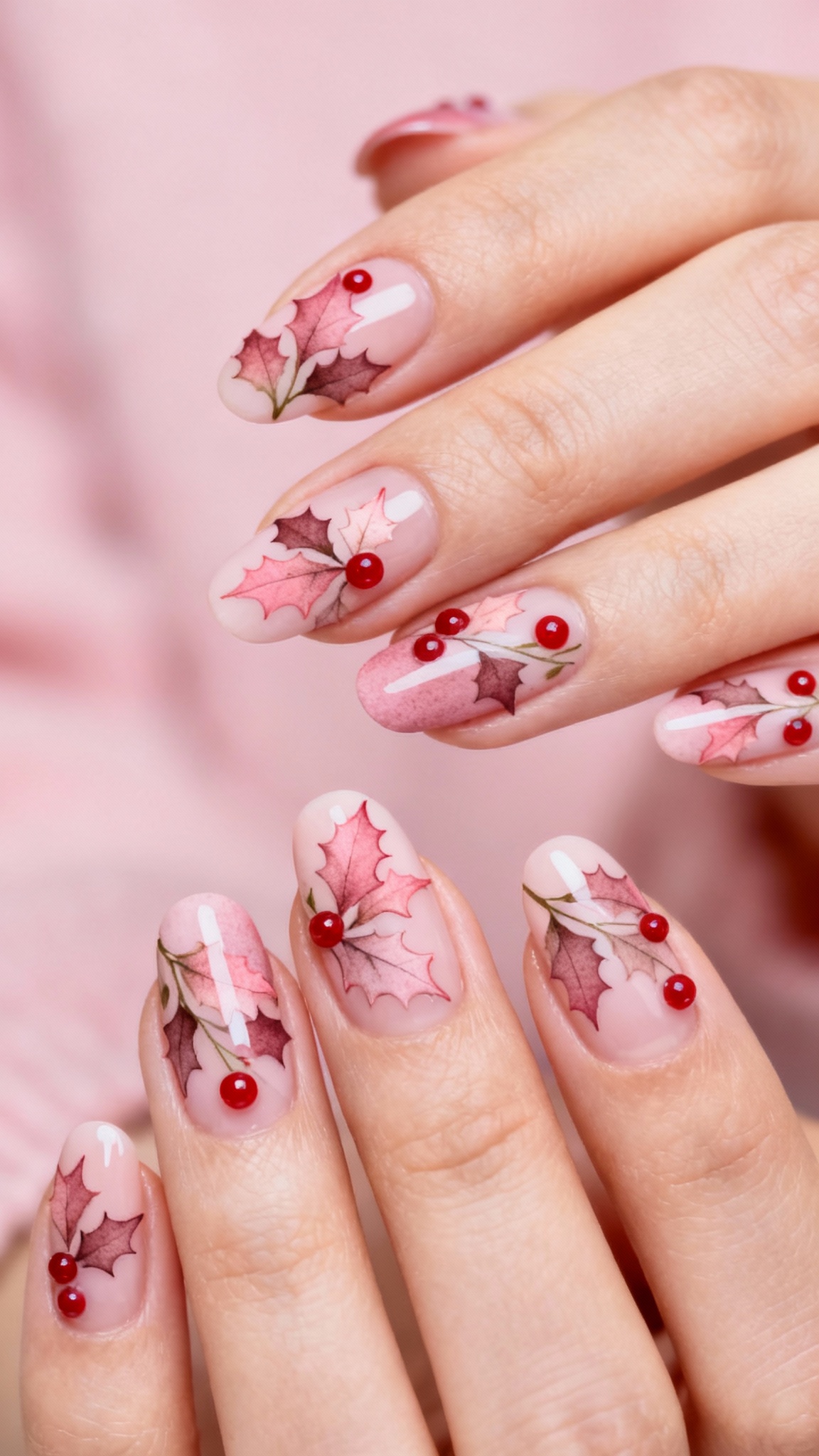 Pink Holly Leaves