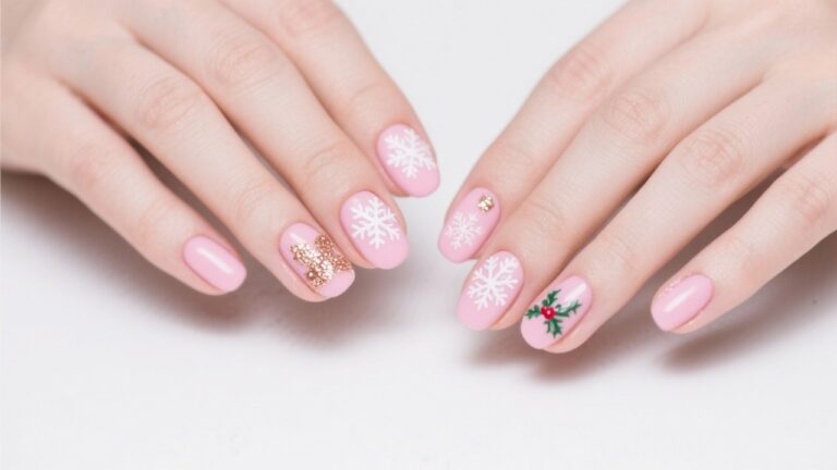 Pretty Pink Christmas Nail Designs for a Soft, Festive Look