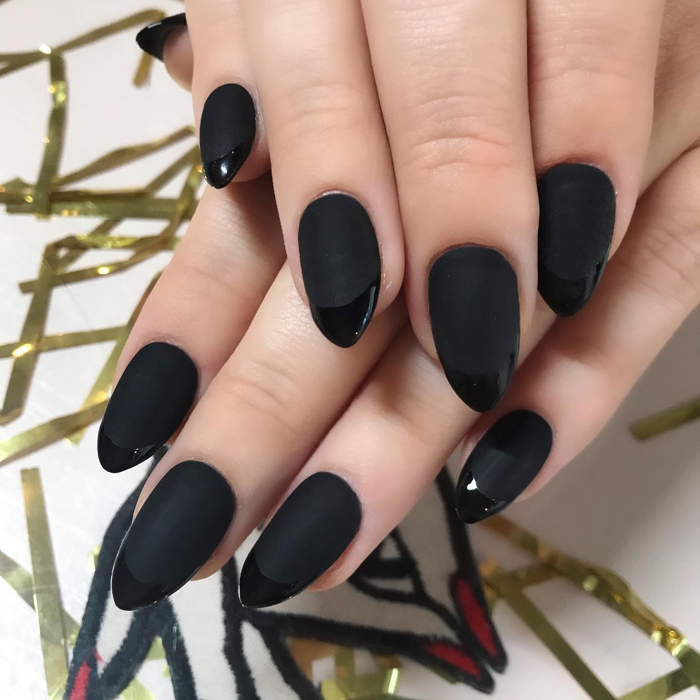 Black Matte French Nails