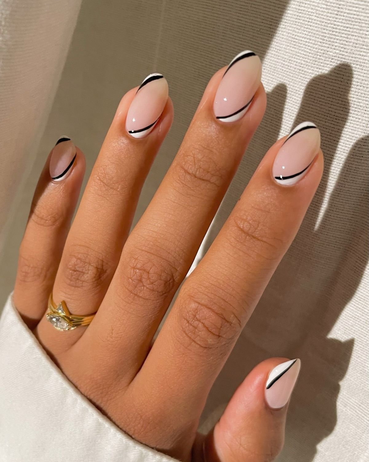 Black White Nude Nails