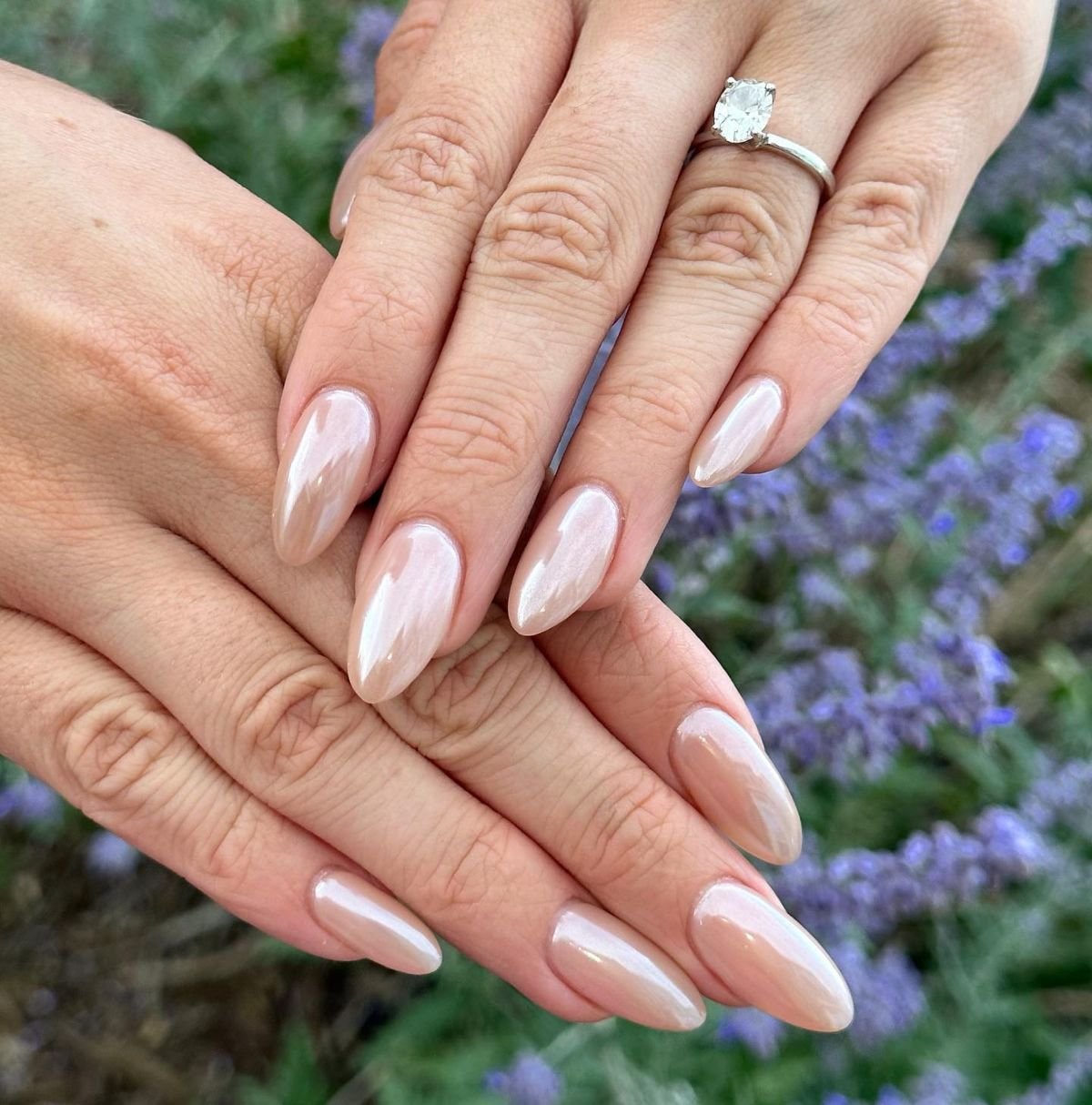 Nude Chrome Nails