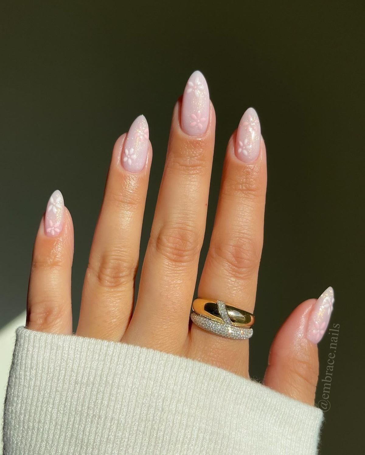 Nude Floral Nails