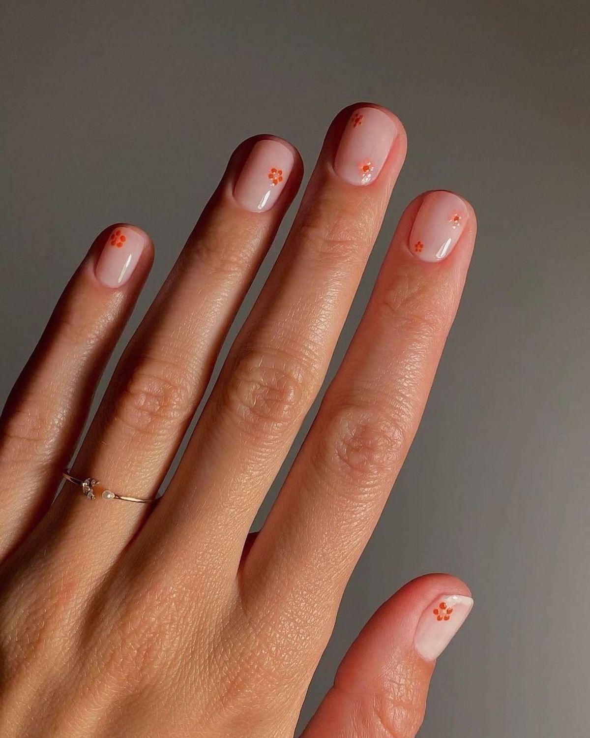 Nude Floral Nails