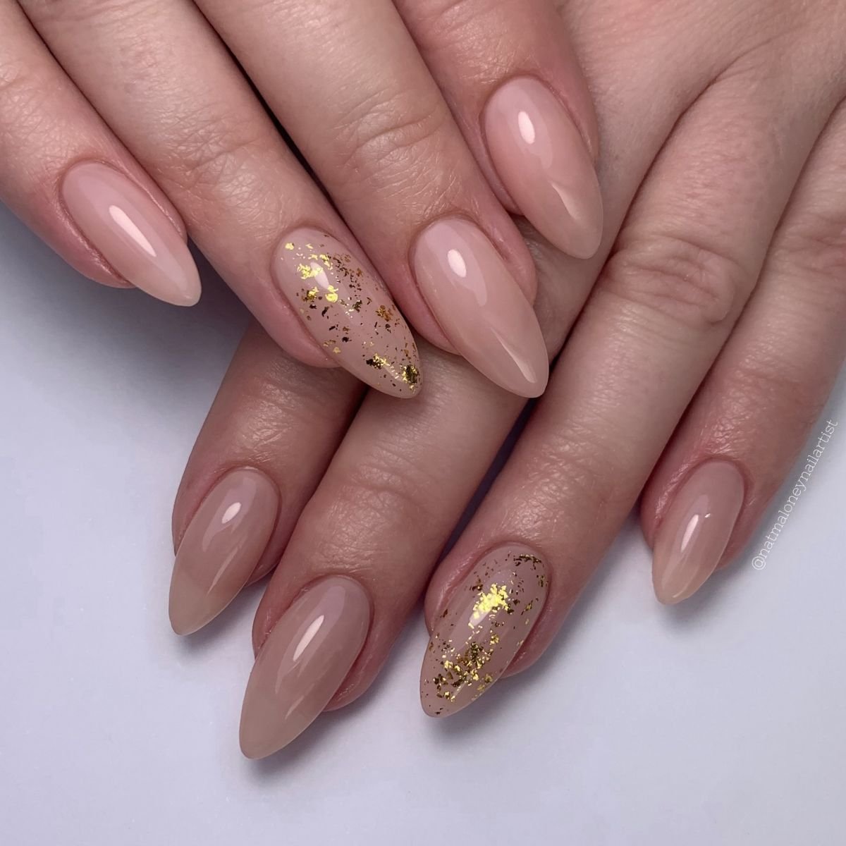Nude Gold Nails