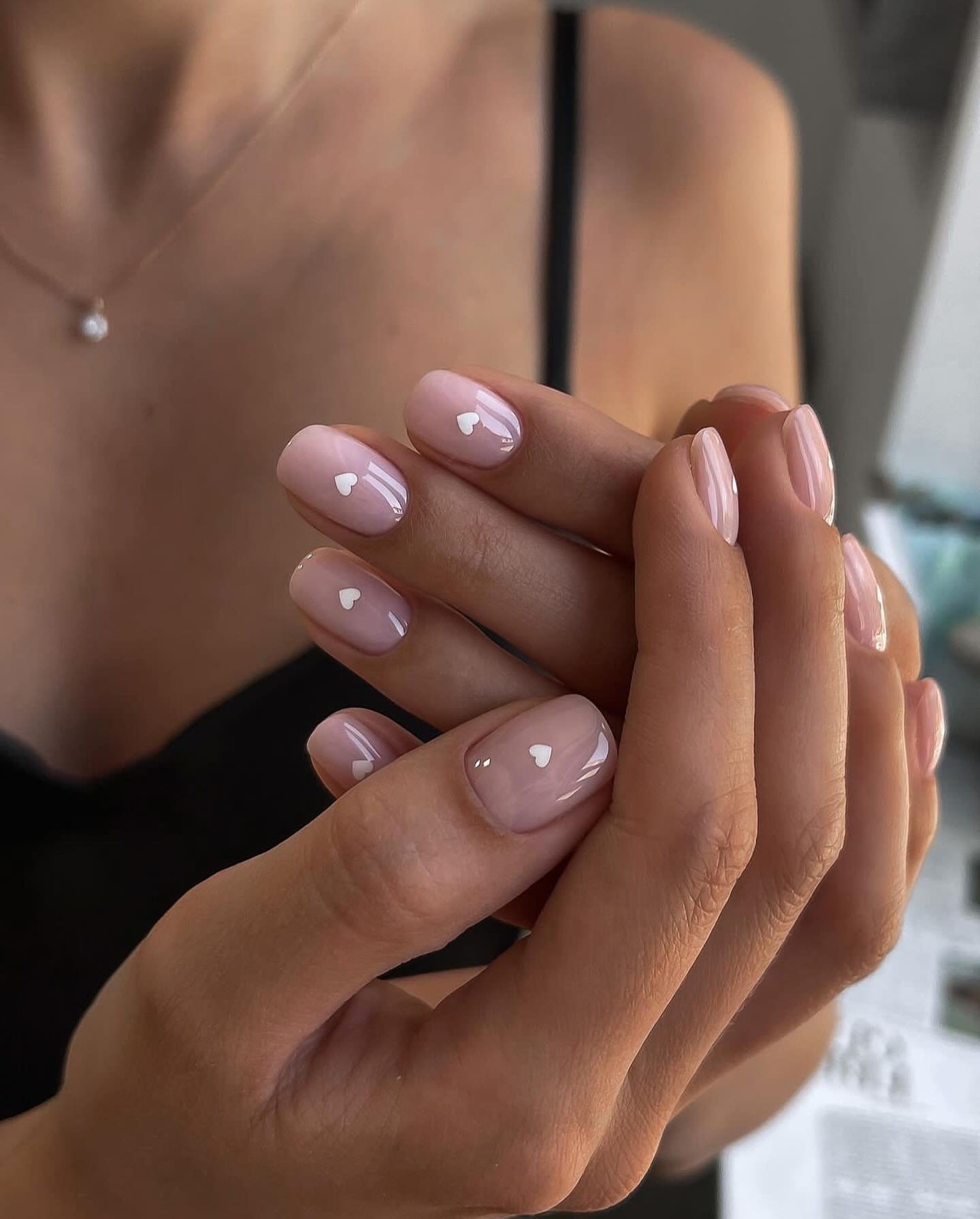 Nude Heart Nails