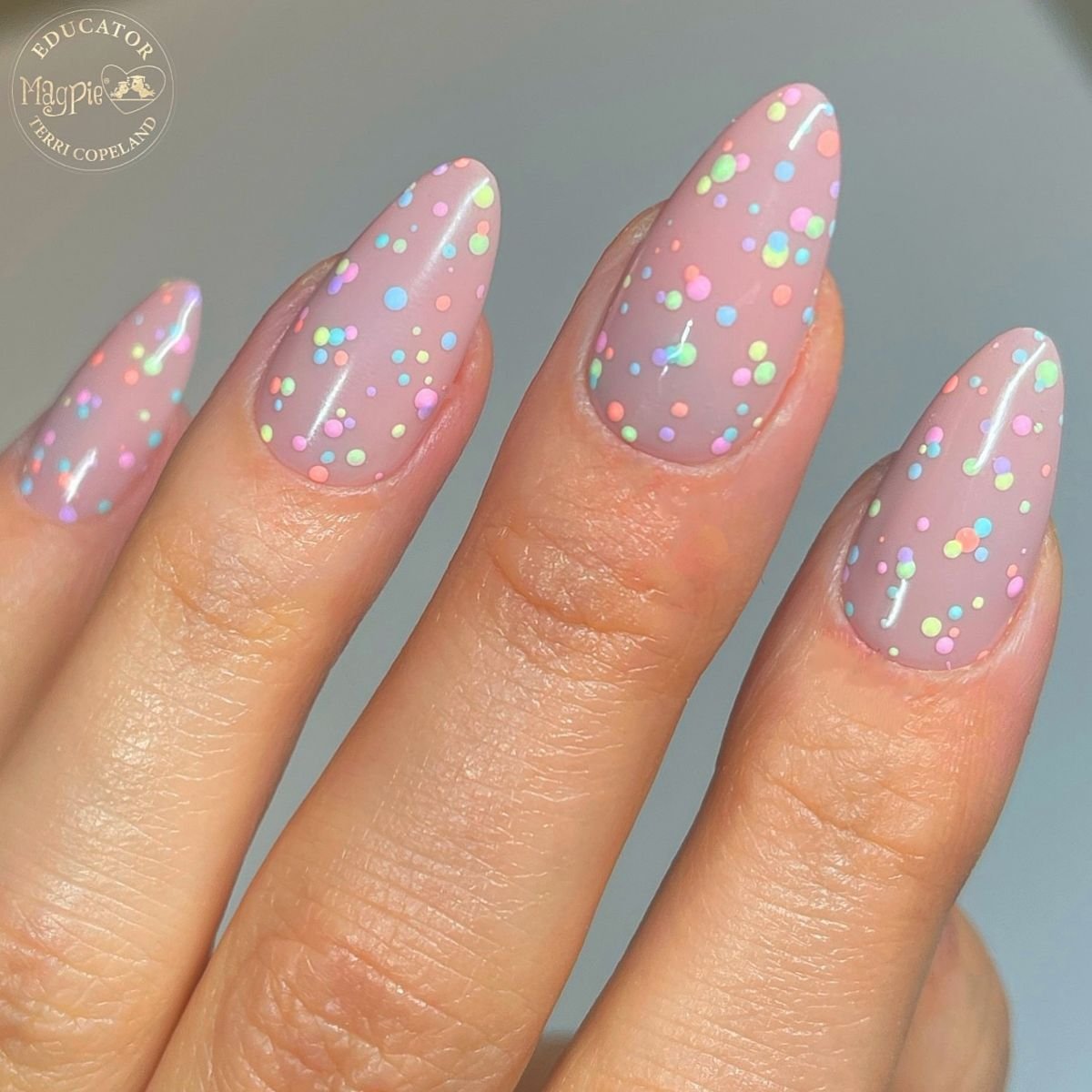 Nude Nails with Colorful Accents