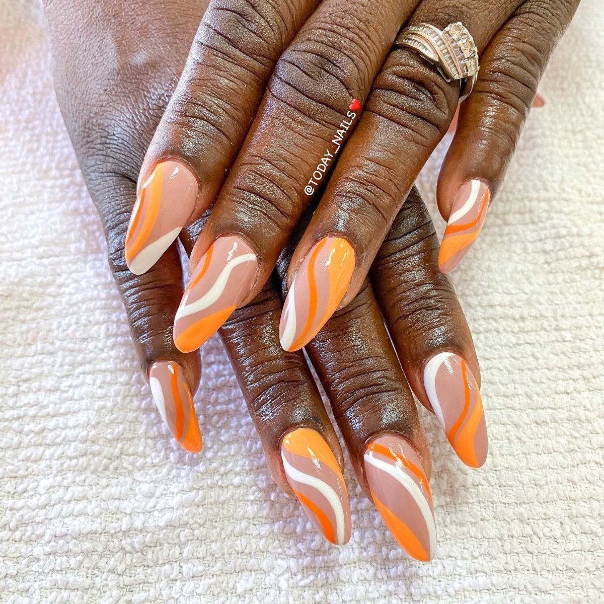 Orange Swirl Nails