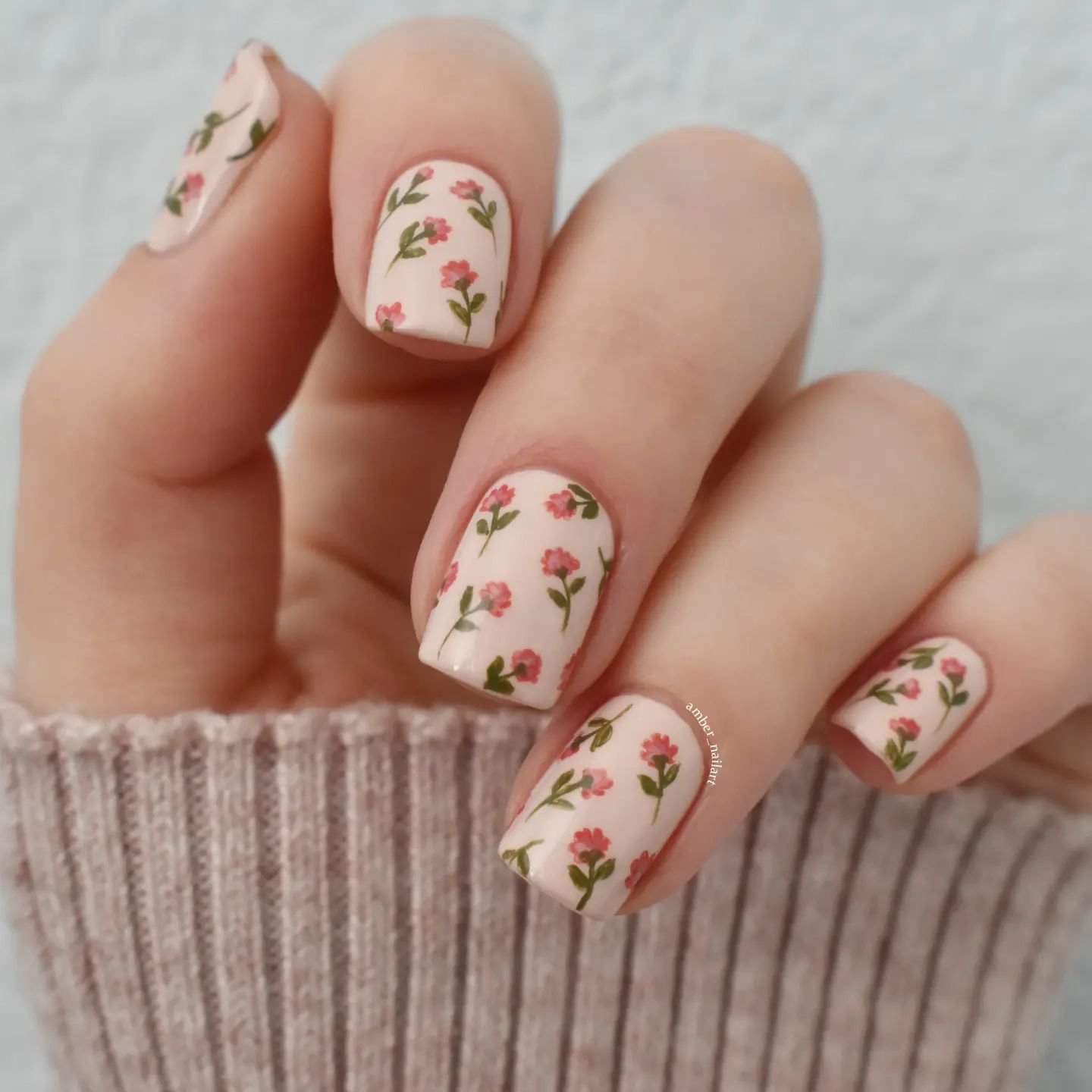 Pink Flower Nails