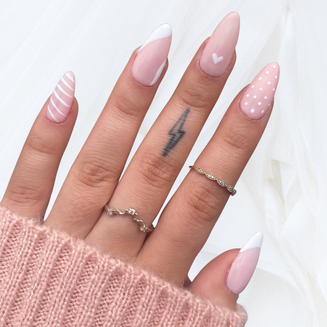 Pink White Nails