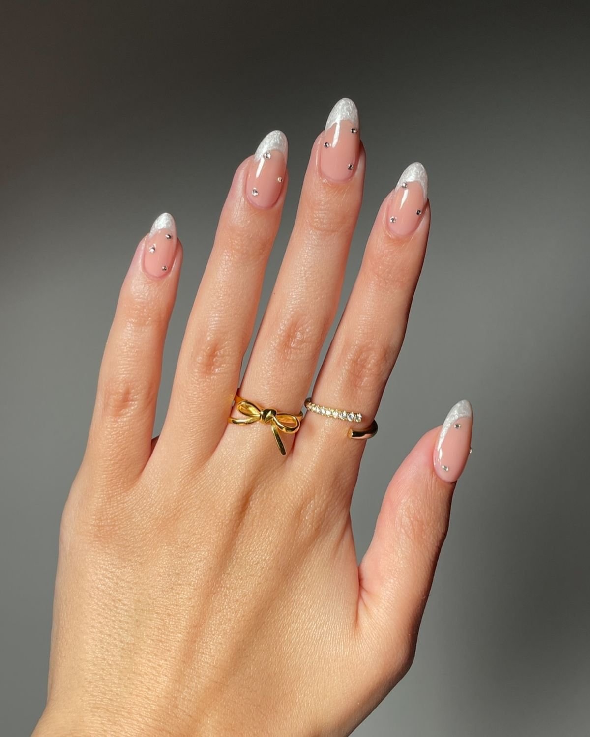 Rhinestone French Nails