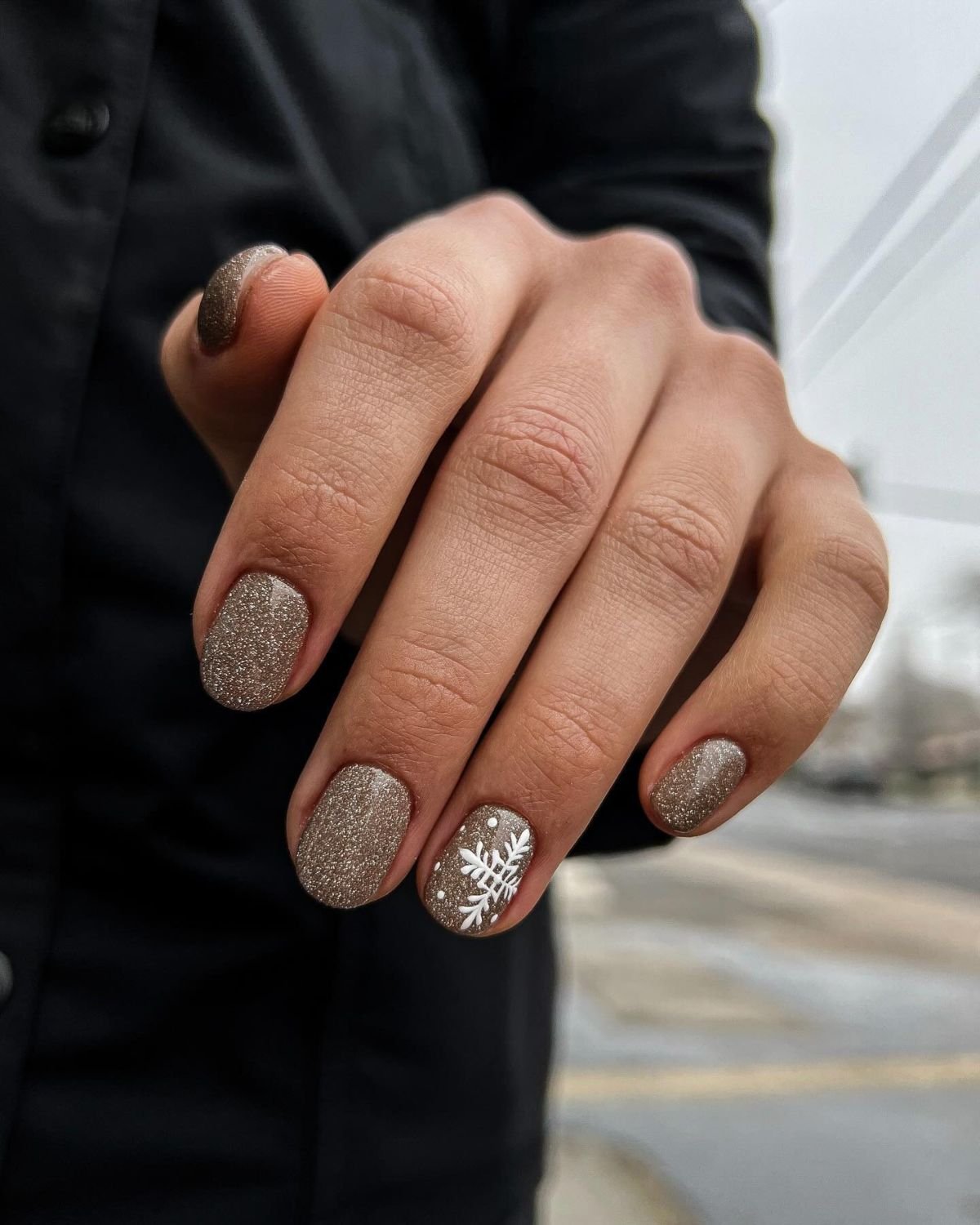 Snowflake Glitter Nails