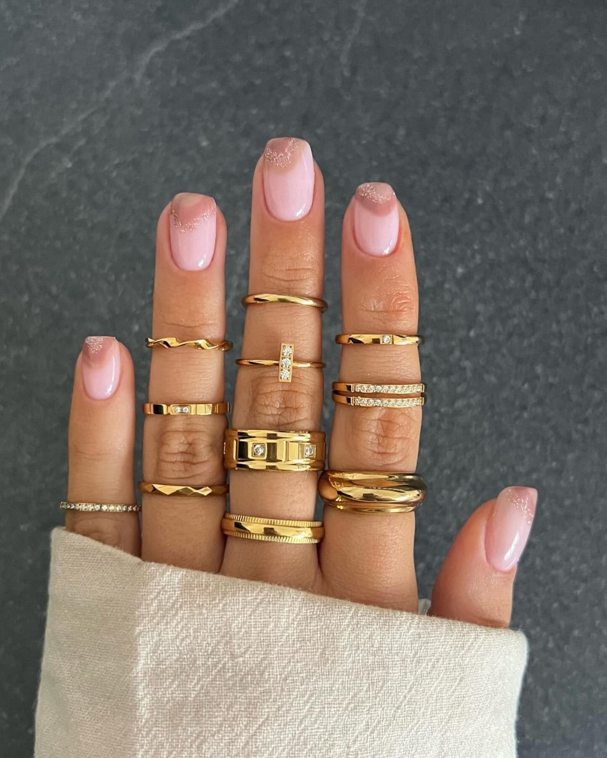 Sparkly Nude Manicure