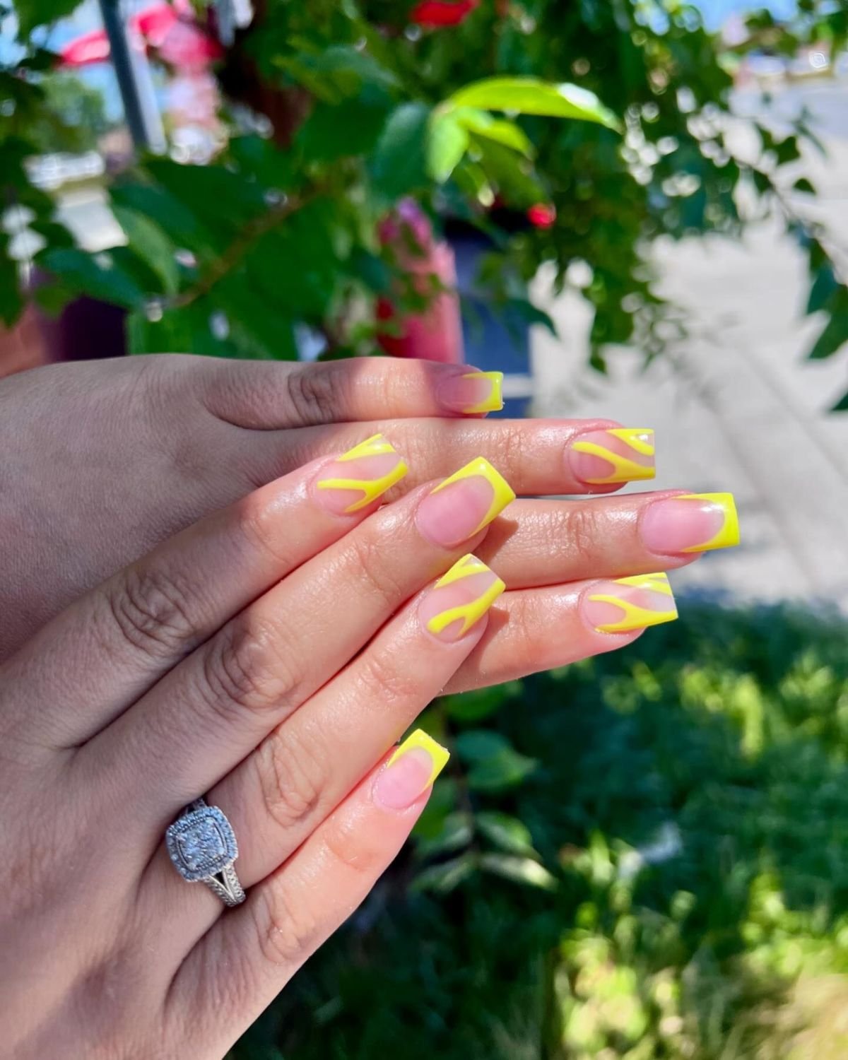 Square Yellow Nails