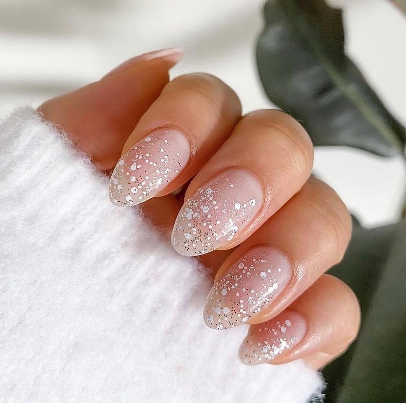 White Glitter Nails