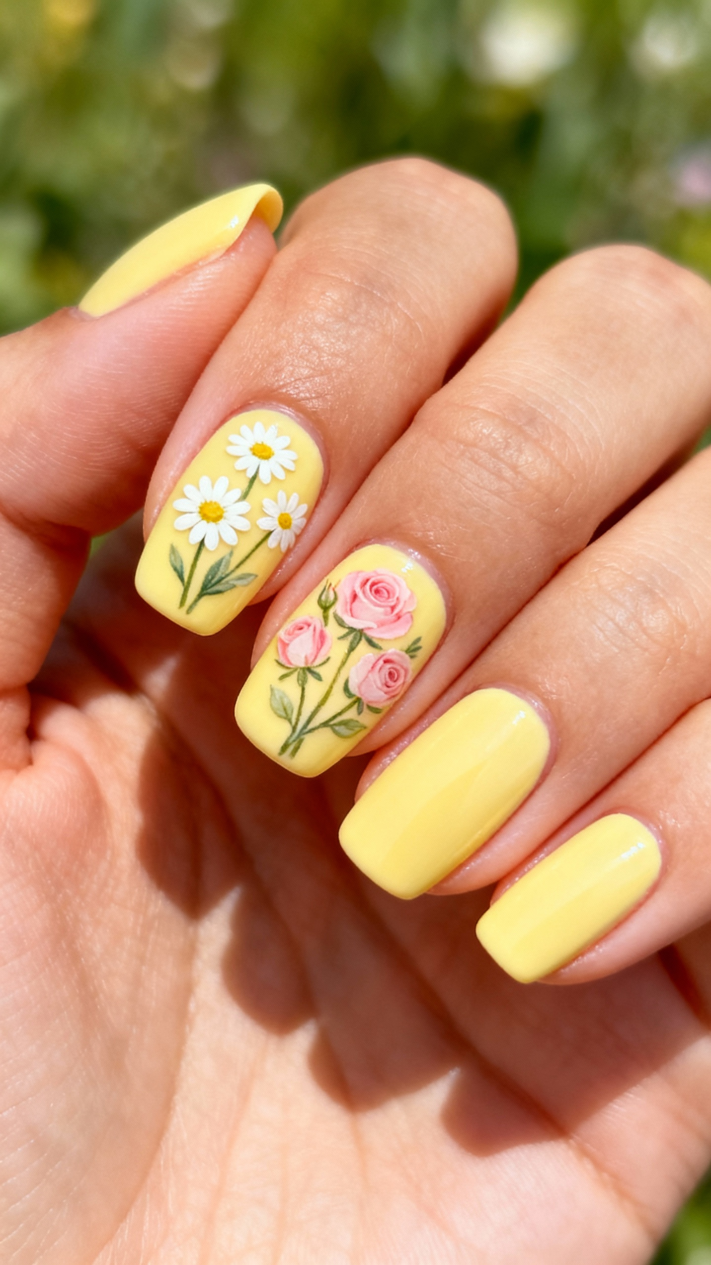 Floral Accent Nails