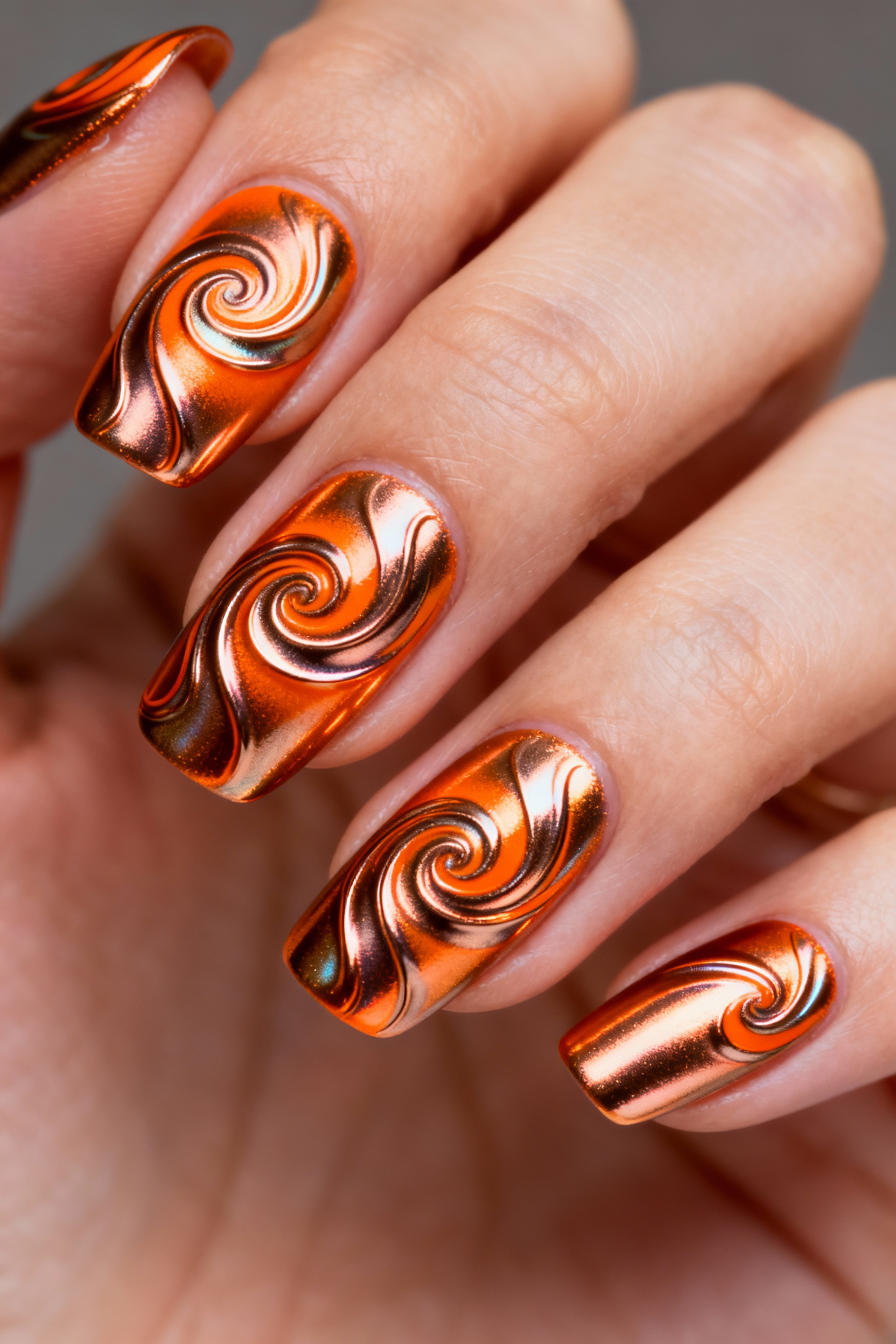 Metallic Orange Swirls