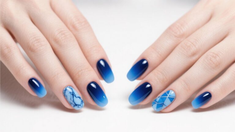 Stylish Blue Gel Nail Designs