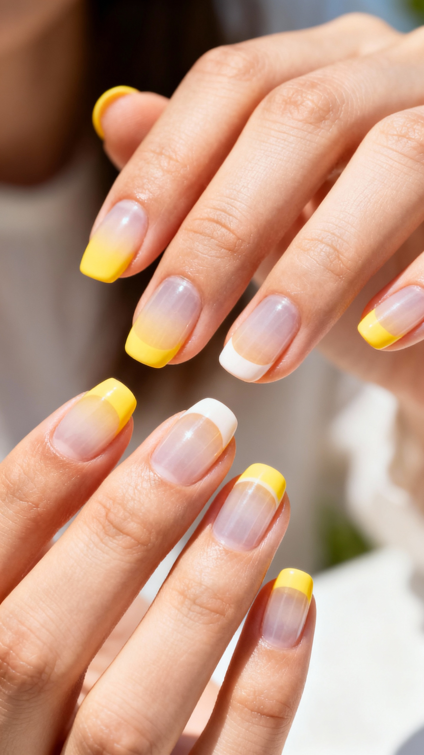 Yellow French Manicure