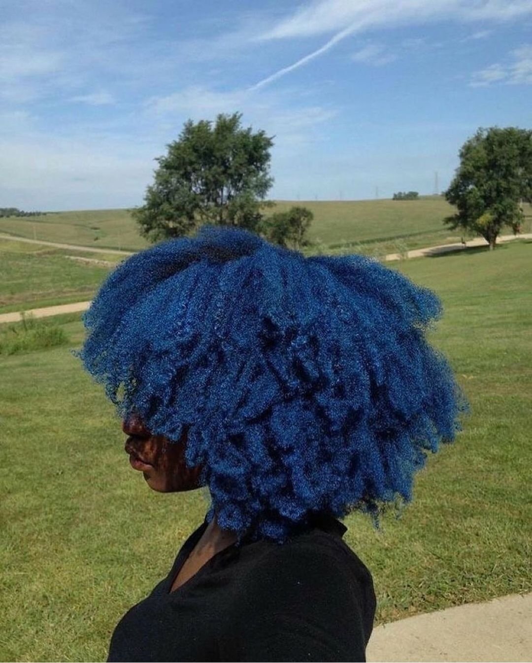 Blue Afro Hair