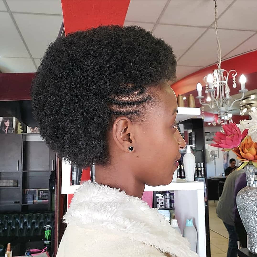 Side Cornrow Afro
