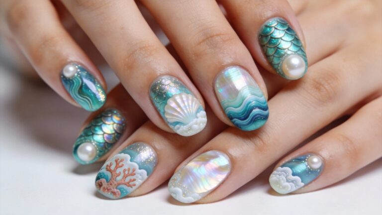 18 Stunning Mermaid Nail Designs with Ocean-Inspired Textures