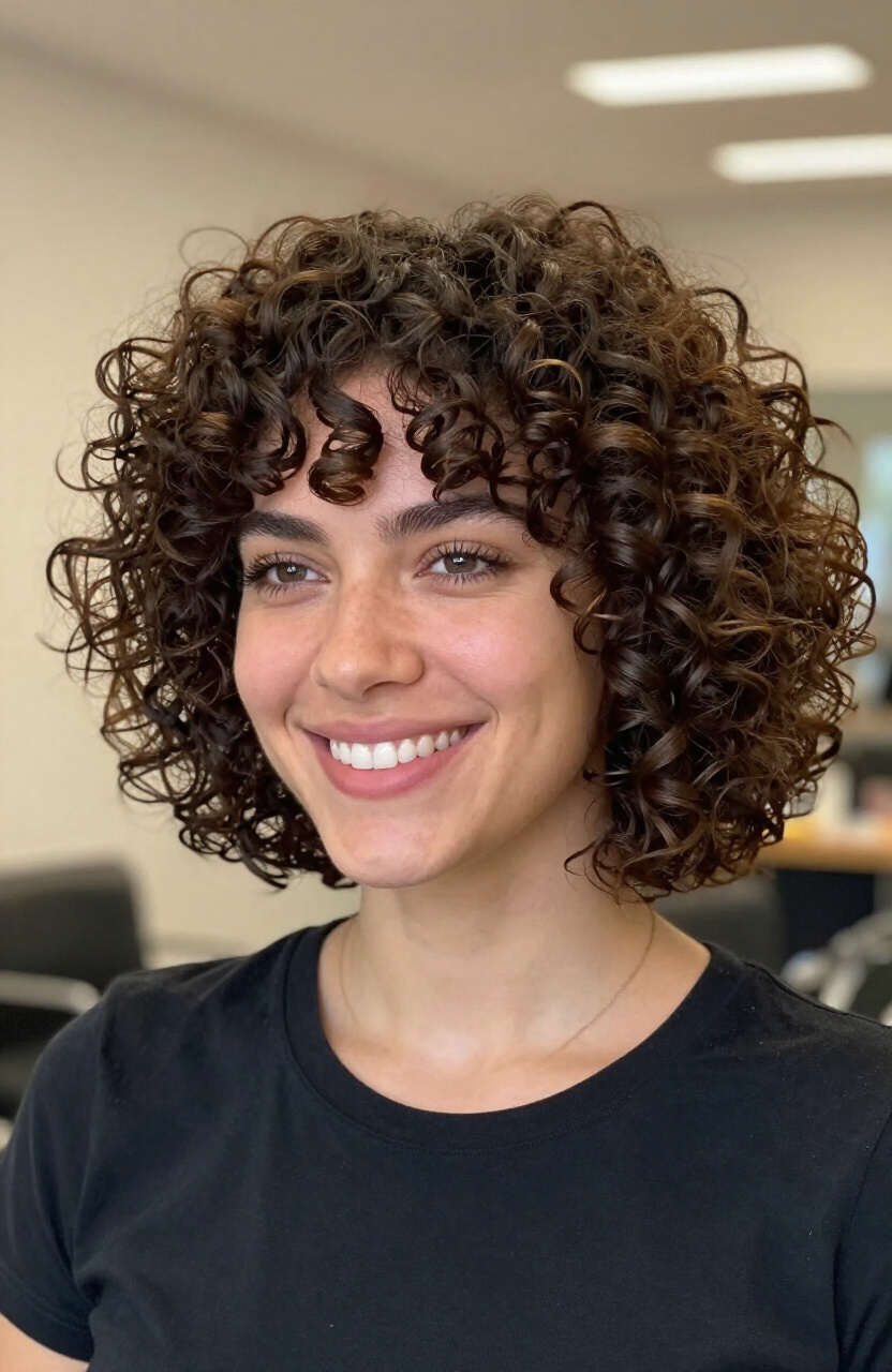Asymmetrical Curly Bob
