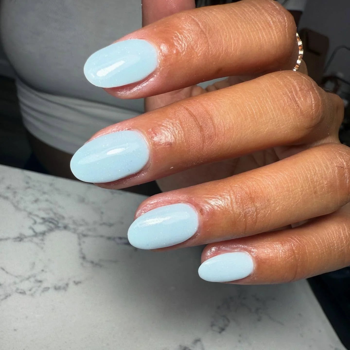 Baby Blue Oval Nails