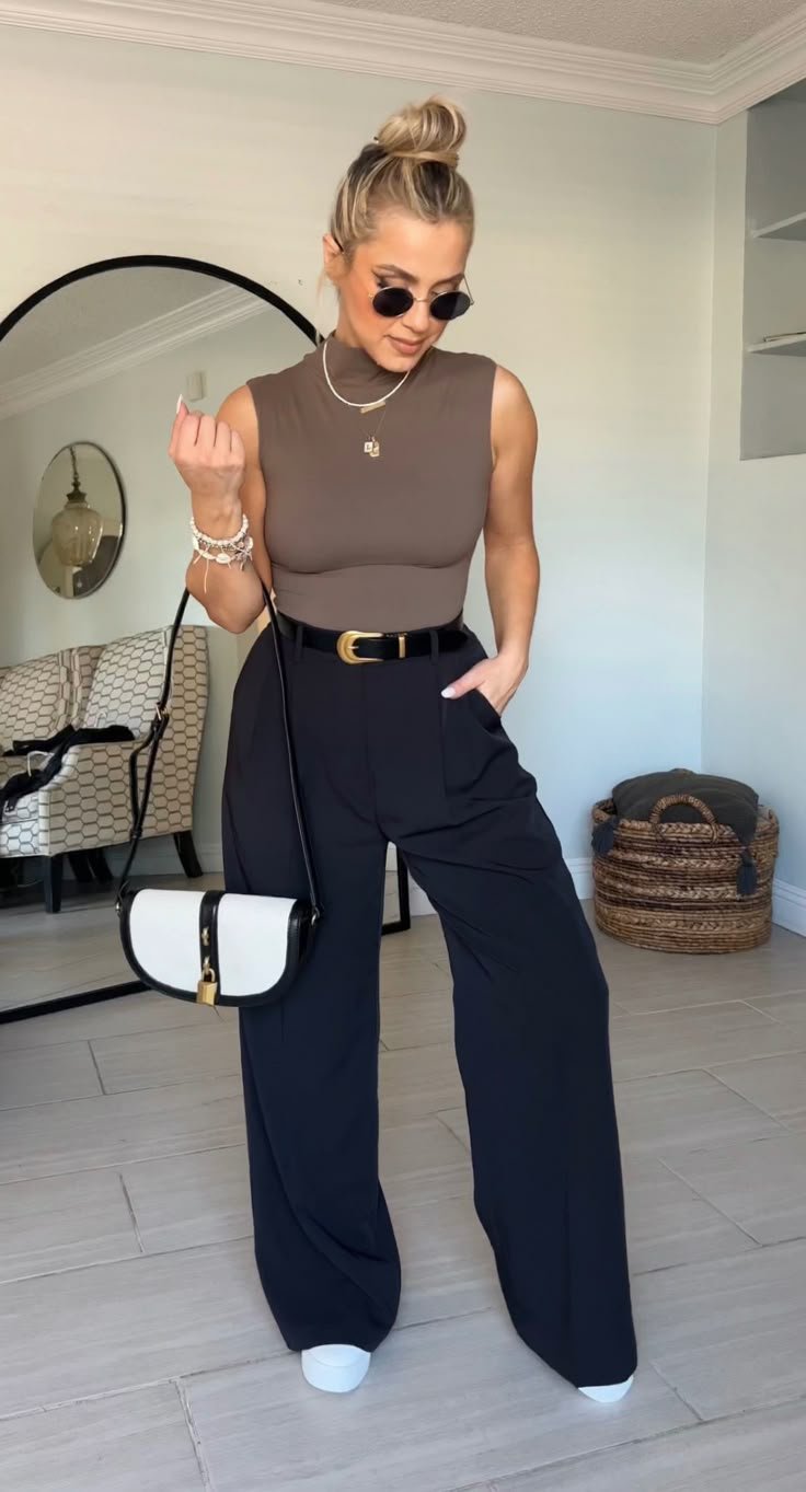 Black Pants Brown Top