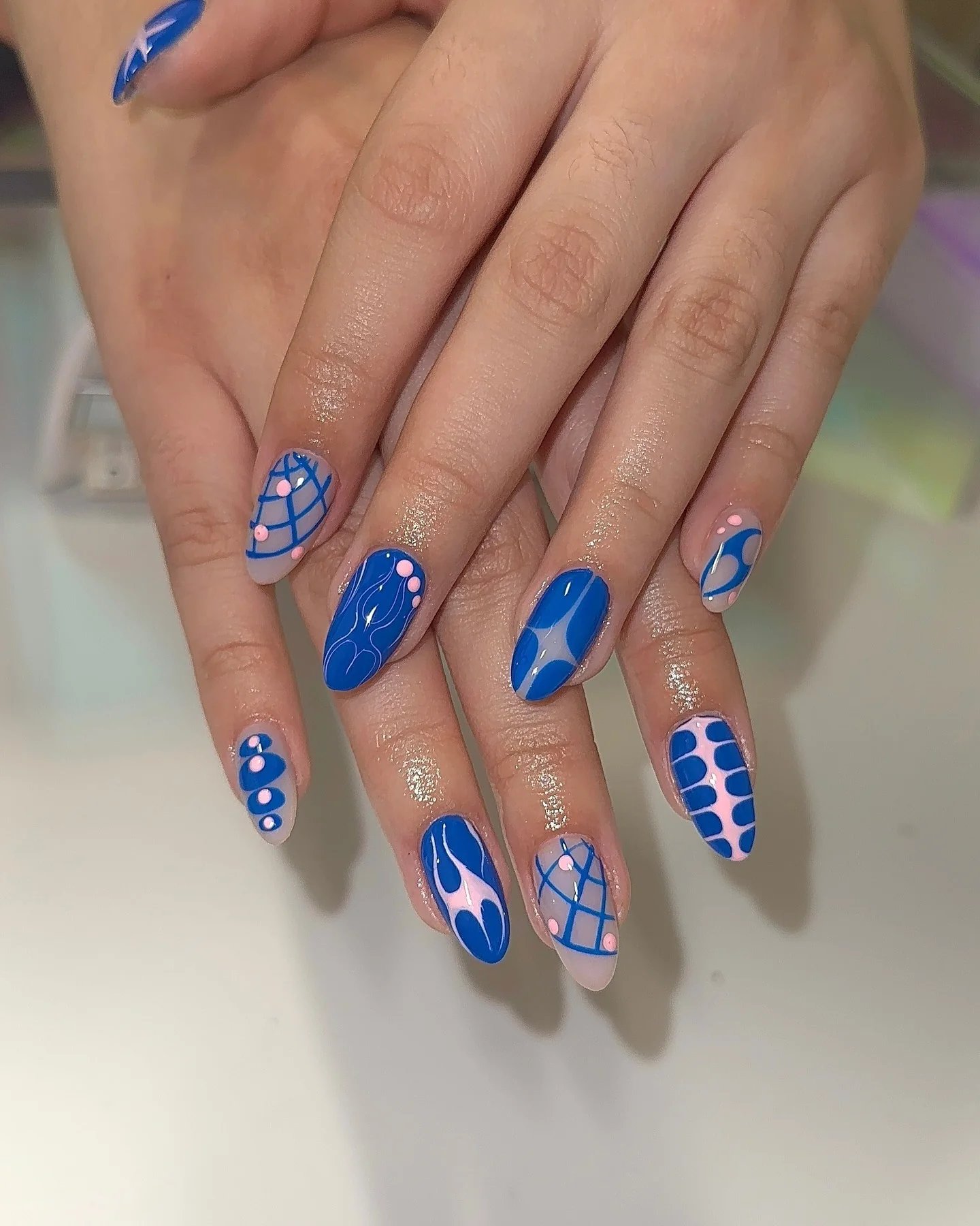 Blue Abstract Nails