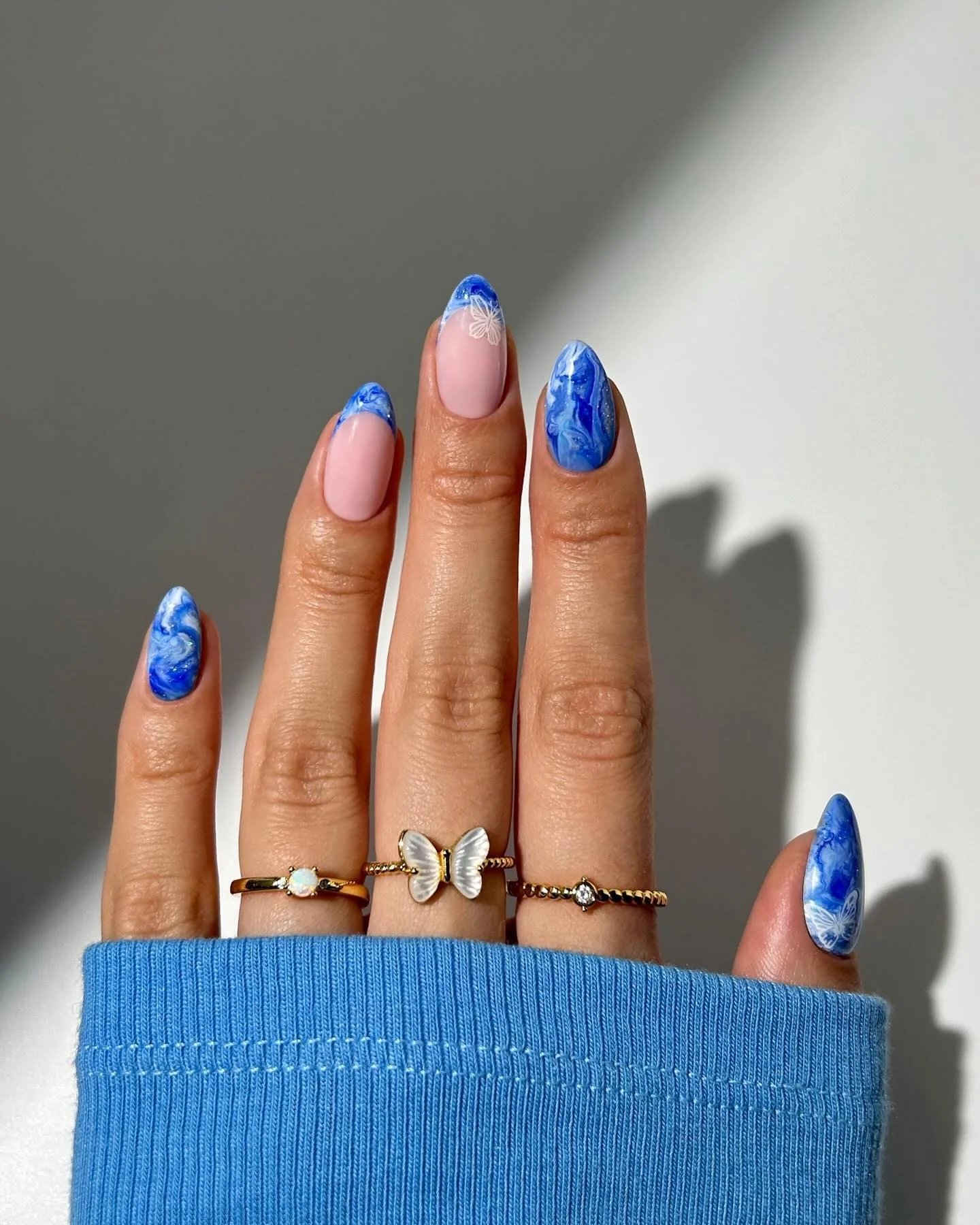 Blue Marble French Tips
