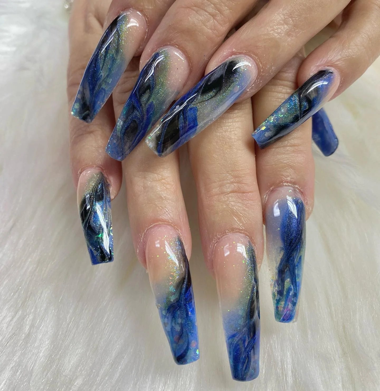 Blue Marble Nails