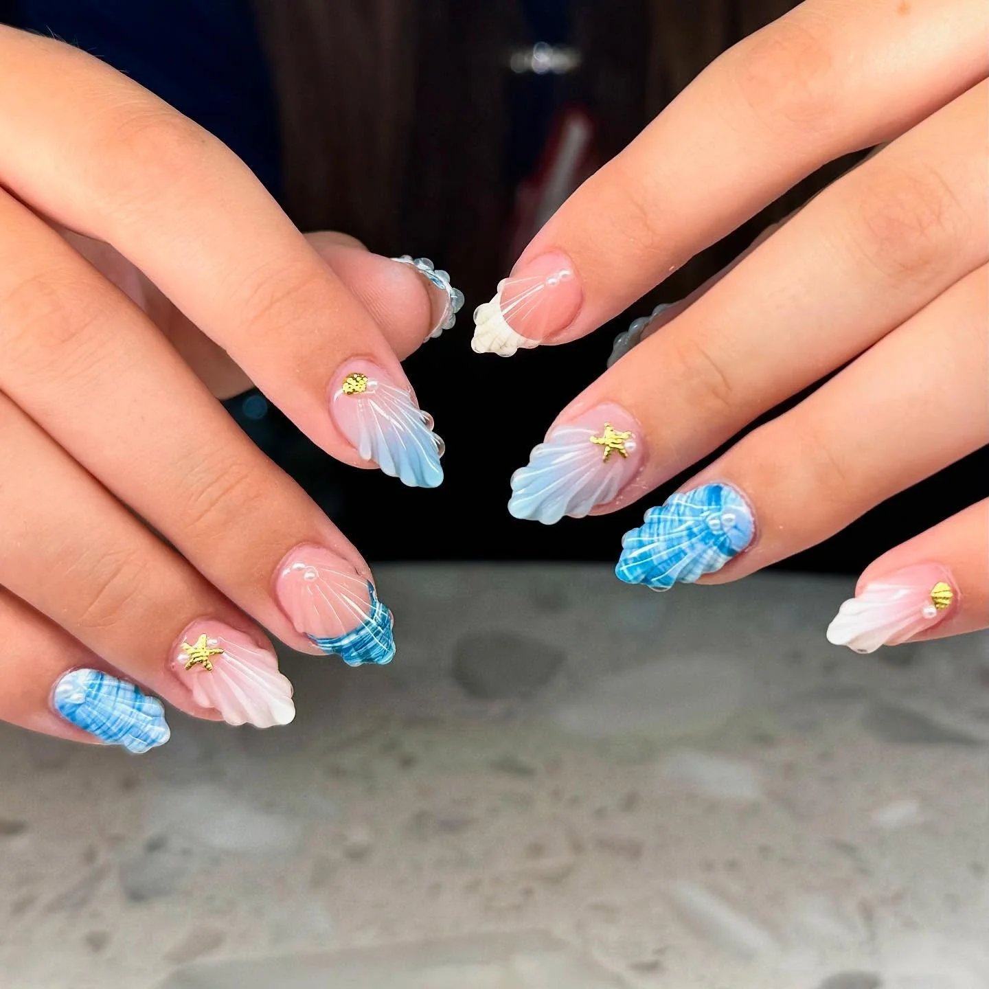 Blue Shell Nails