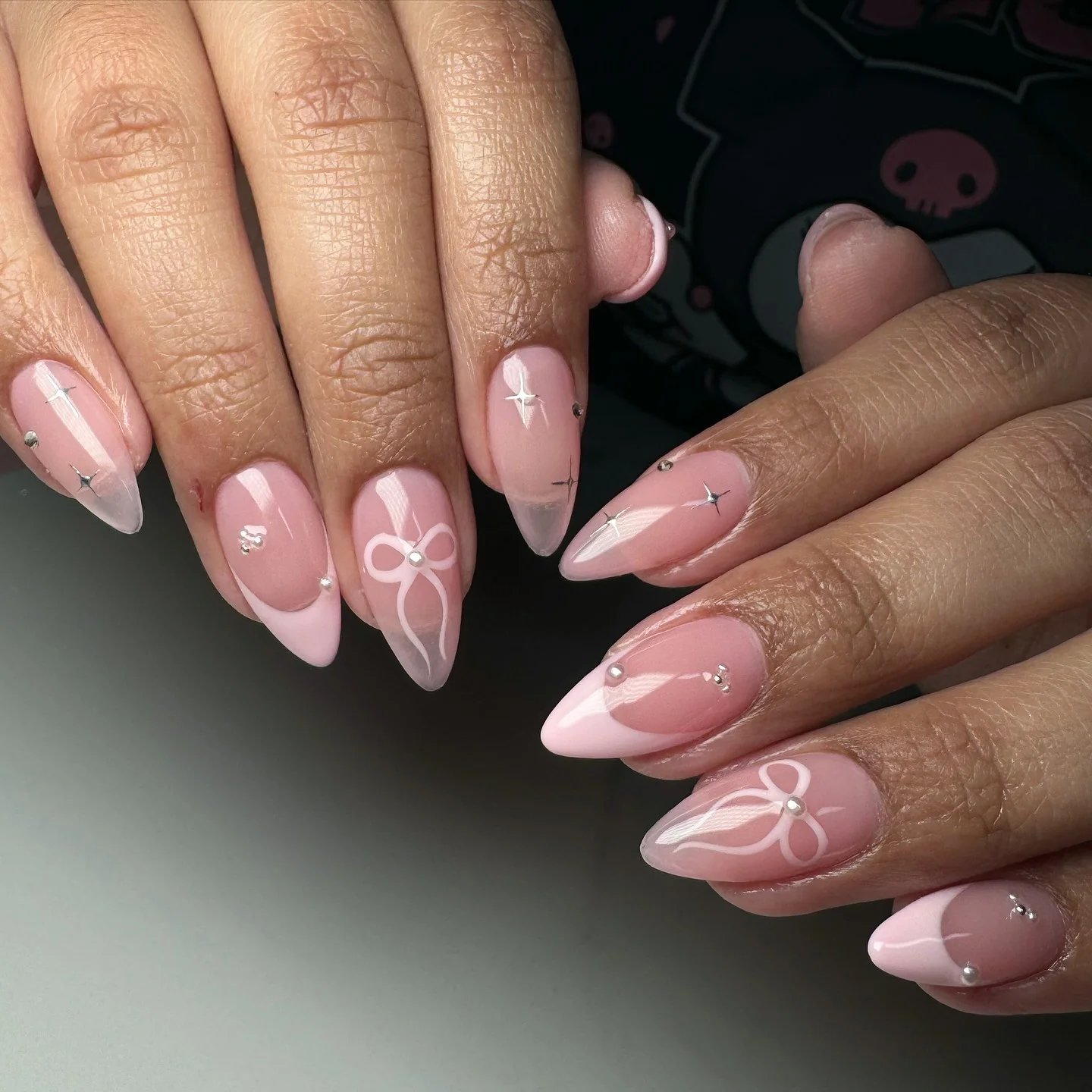 Blush French Bow Nails
