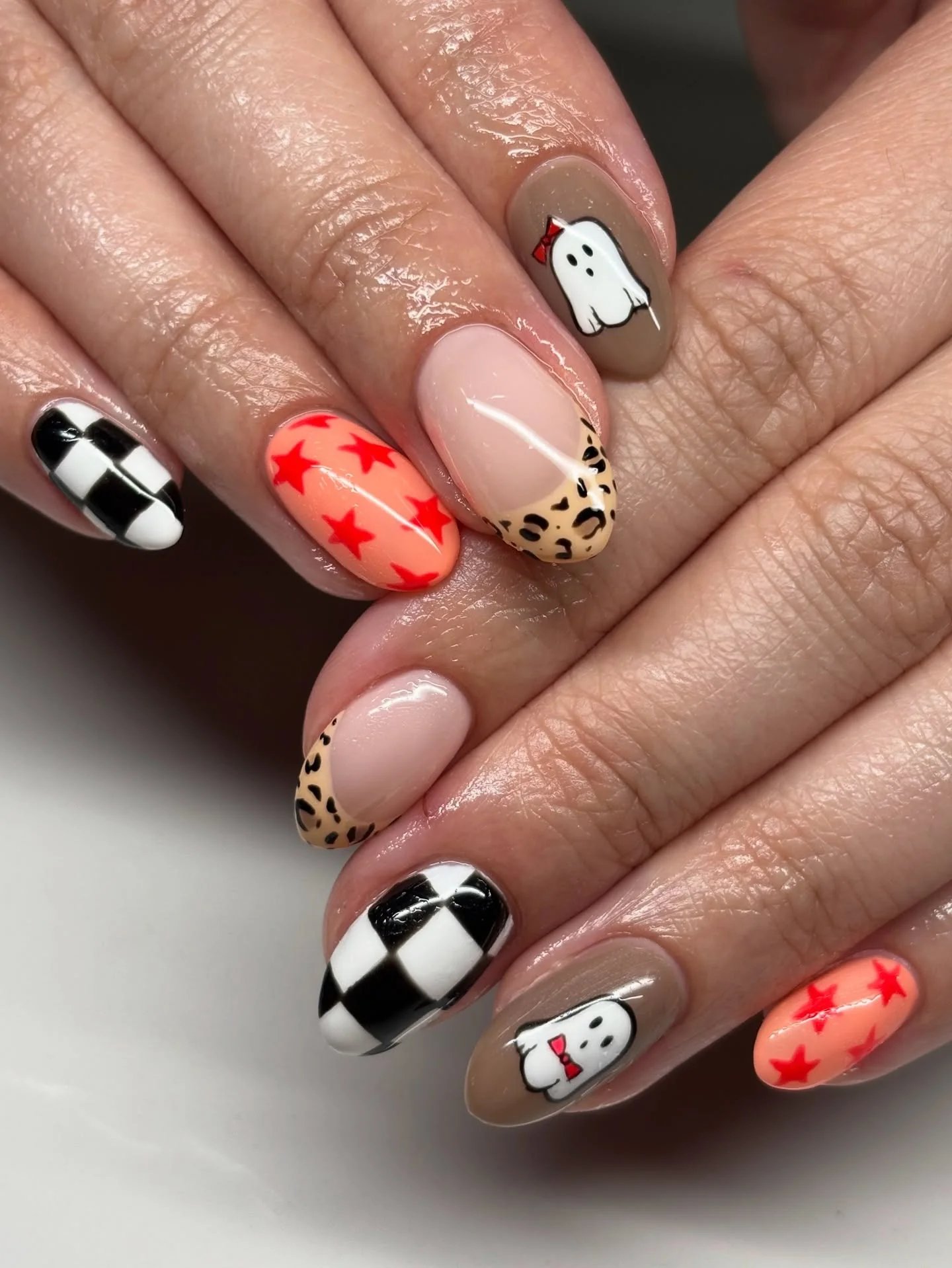 Checkerboard Star Nails