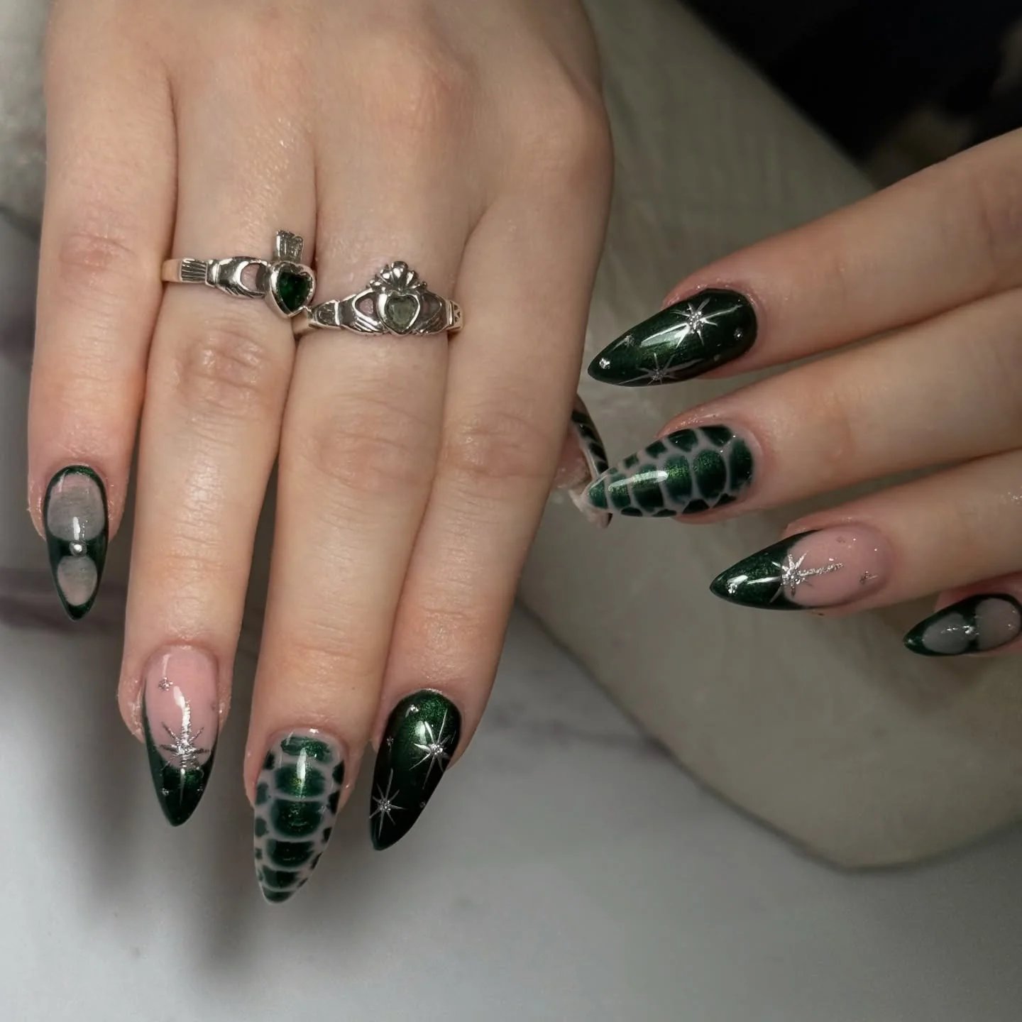 Emerald Starburst Stilettos