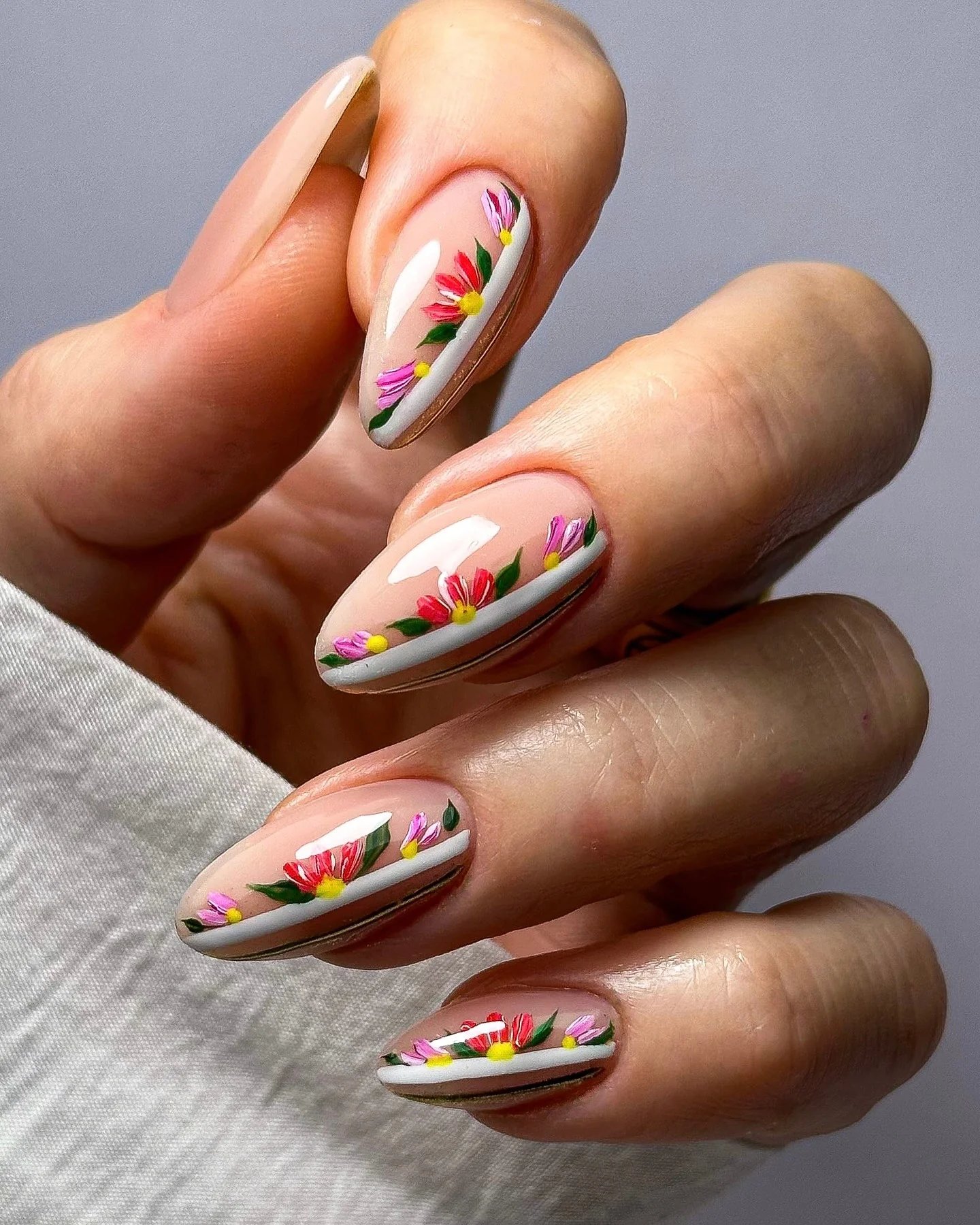 Floral Border Nails