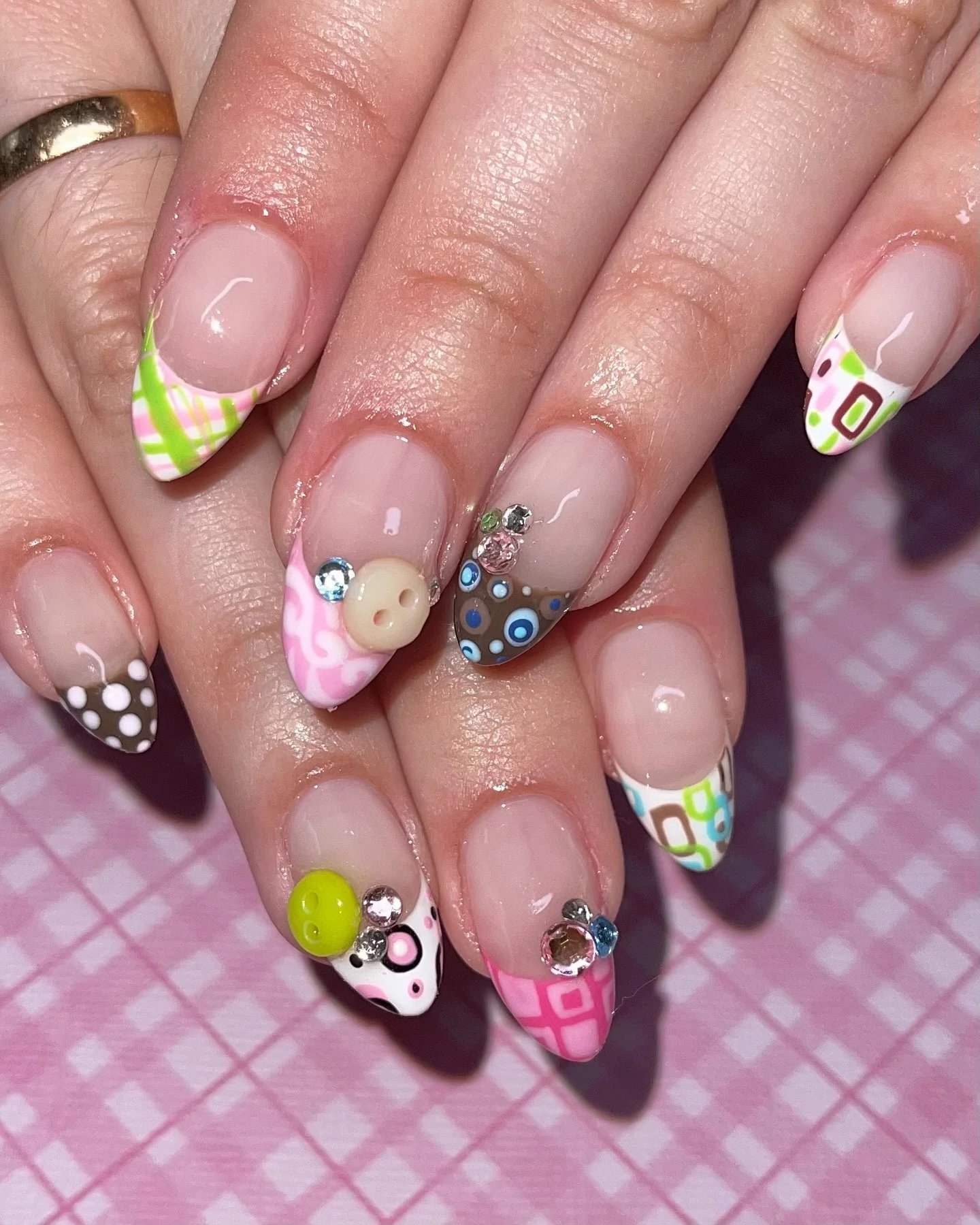 French Tips Charm Nails