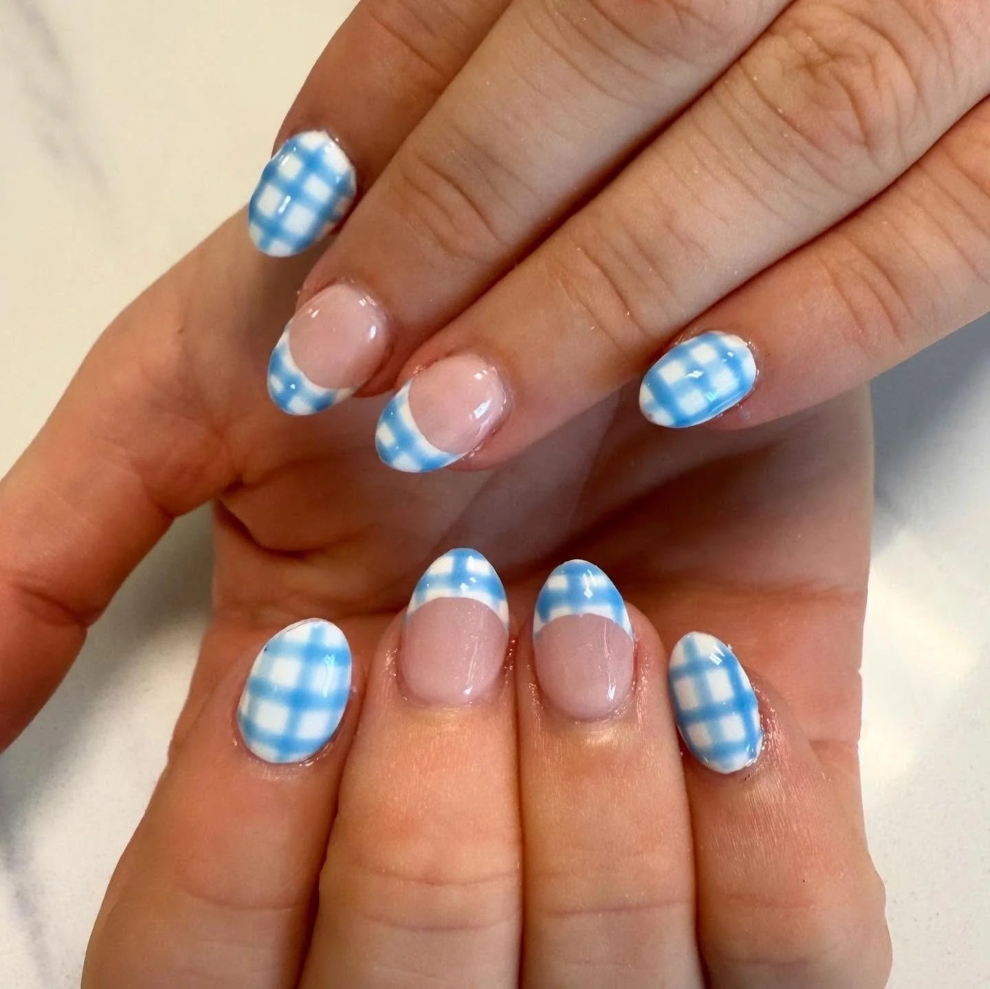 Gingham French Tips