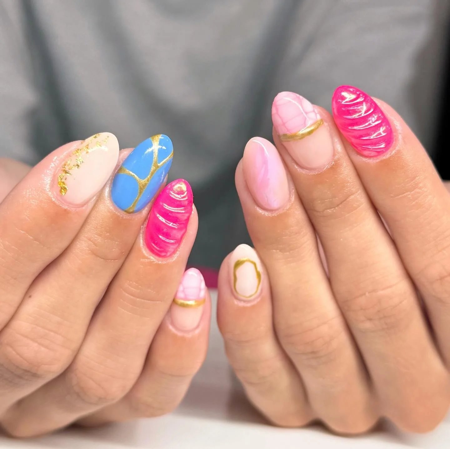 Glossy Pink Blue Swirls