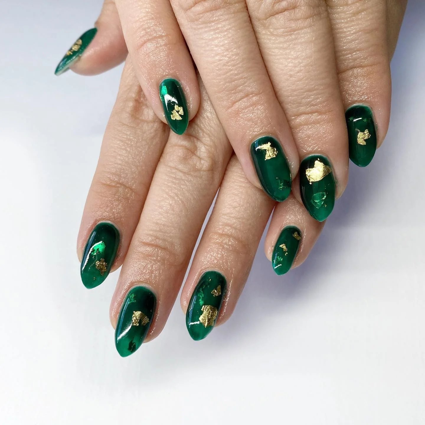 Gold Foil Almond Nails