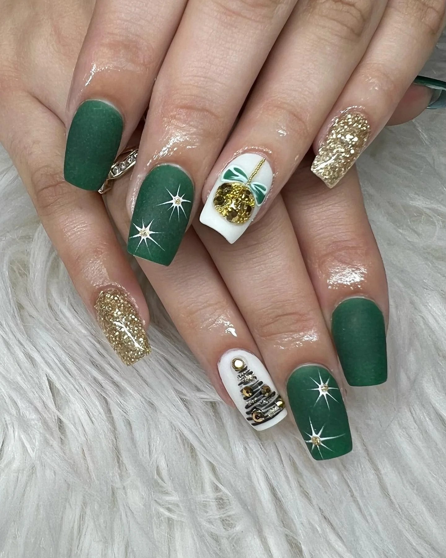 Green Gold Nails