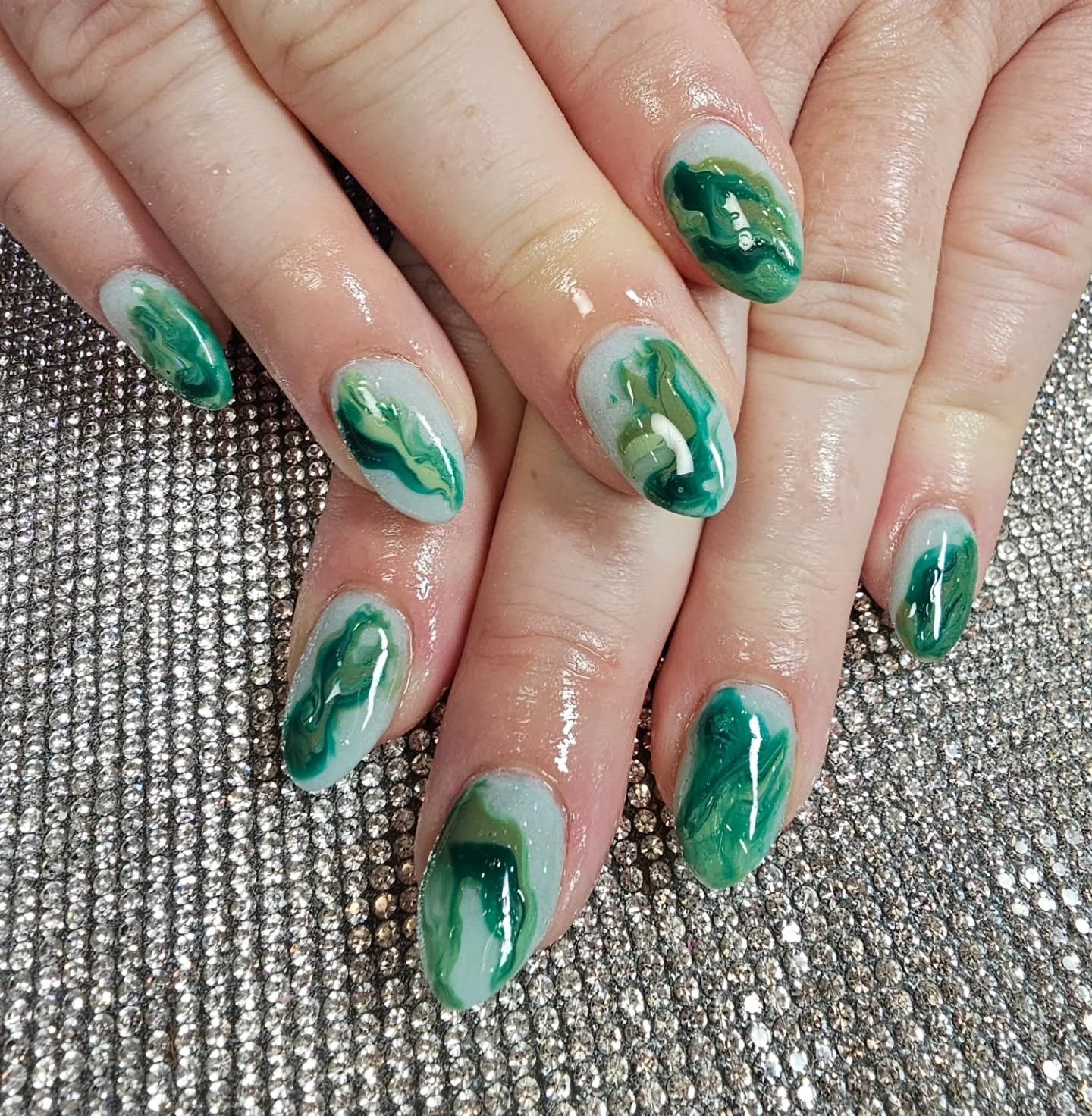 Green Marble Ovals