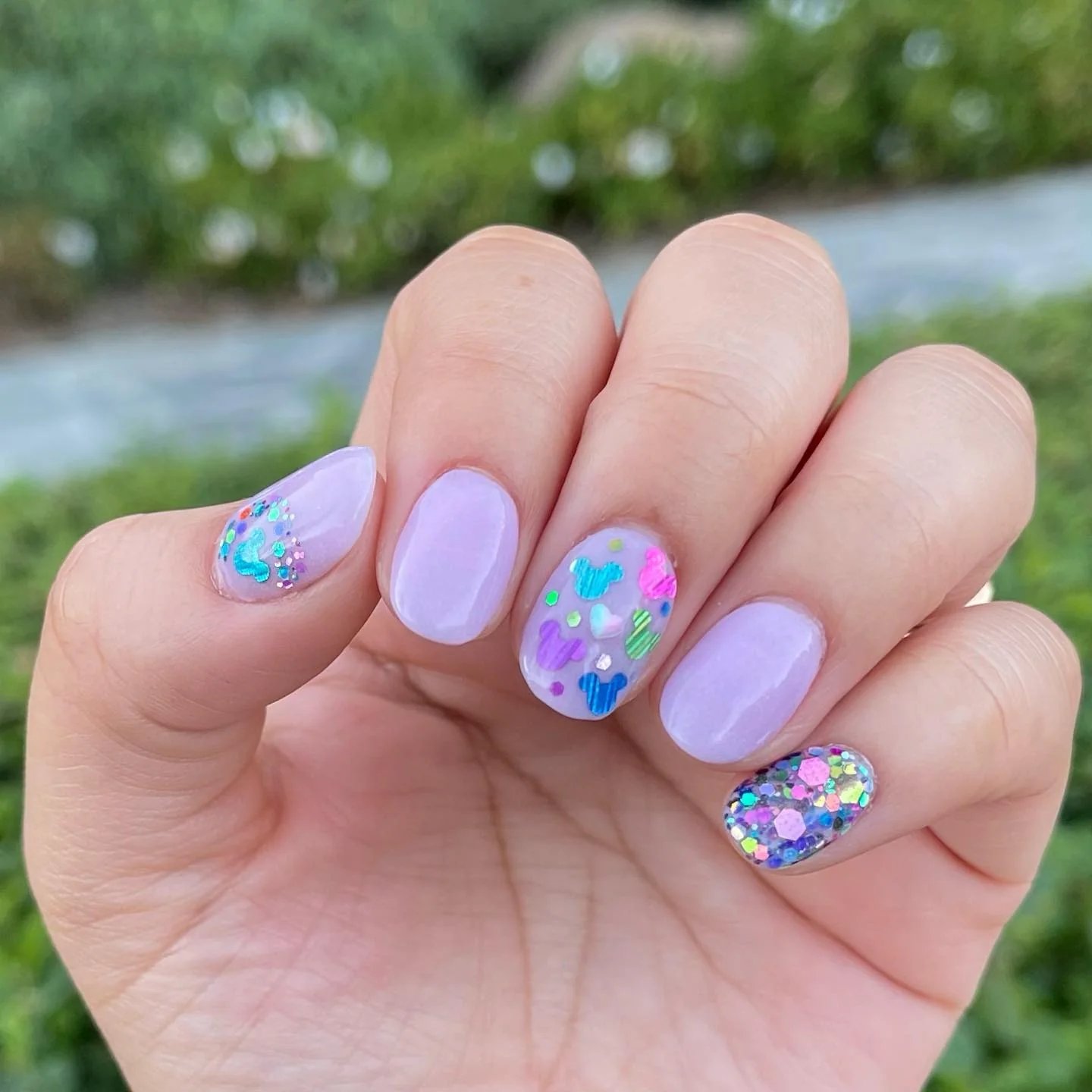 Lavender Confetti Nails