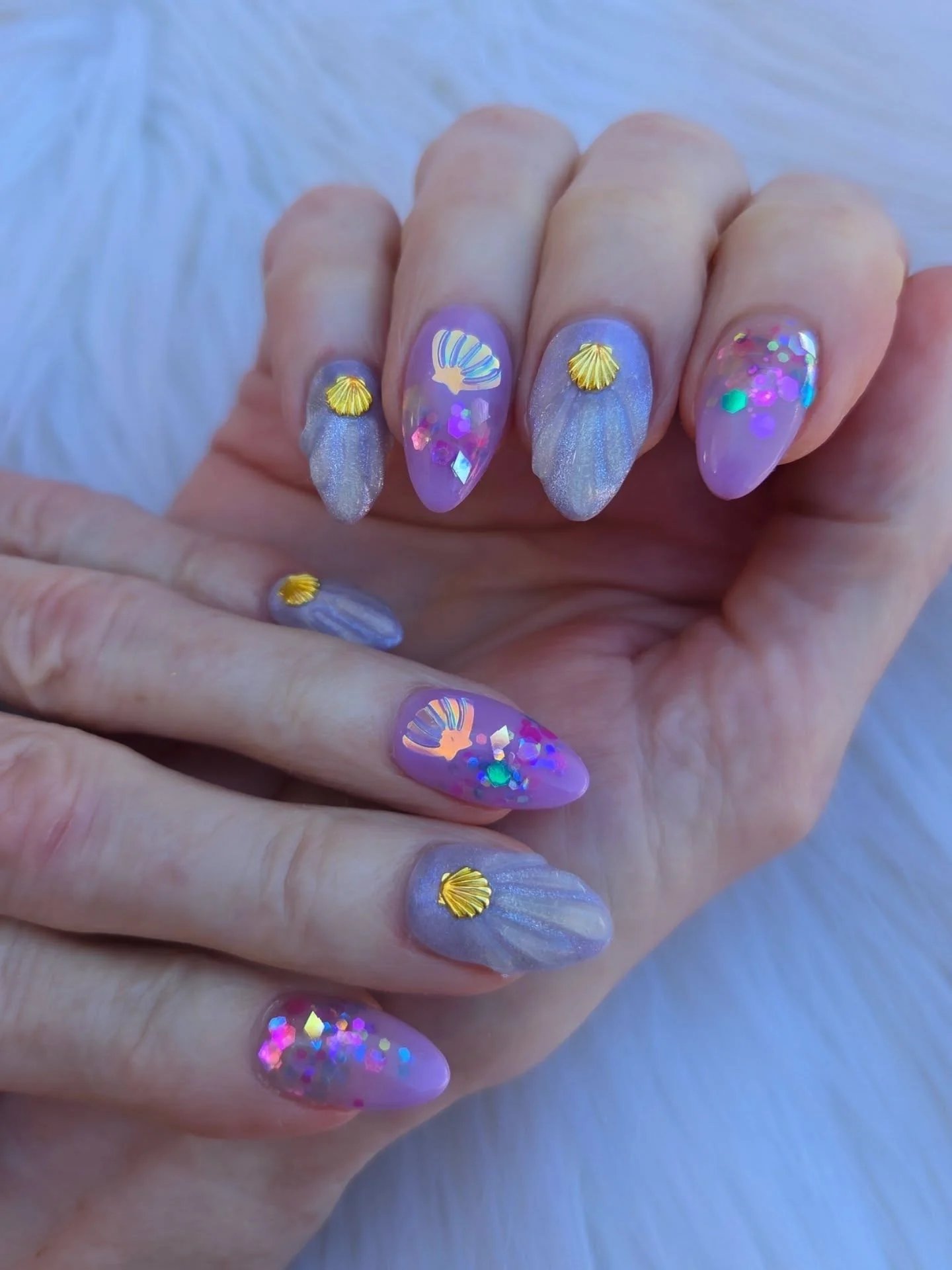 Lavender Shell Nails