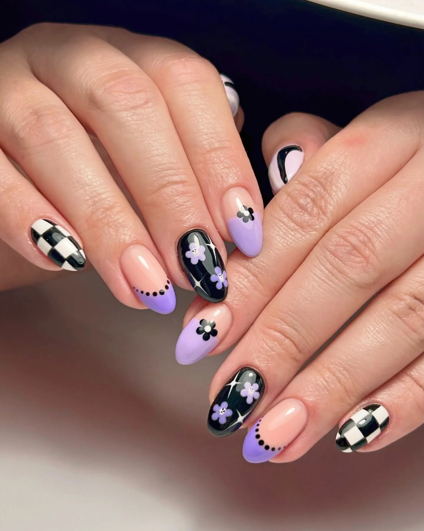 Lilac Black Florals