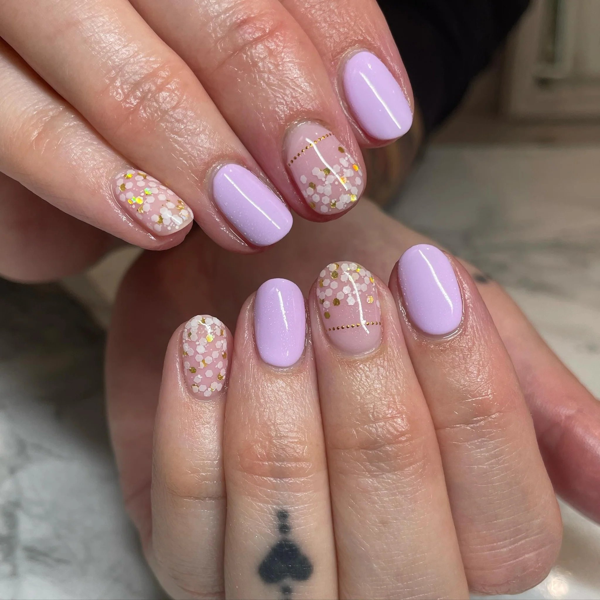 Lilac Confetti Nails