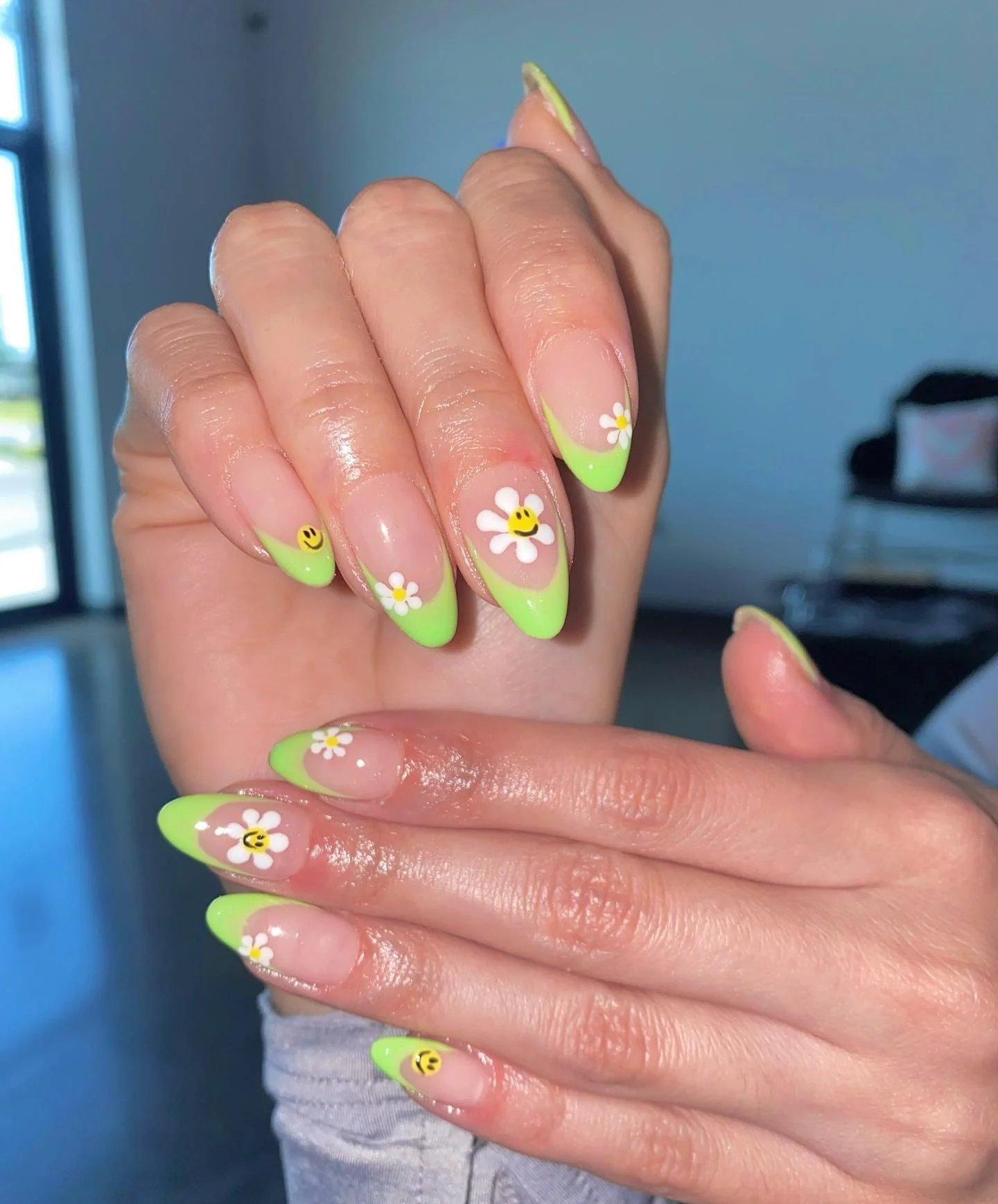 Lime Green French Tips