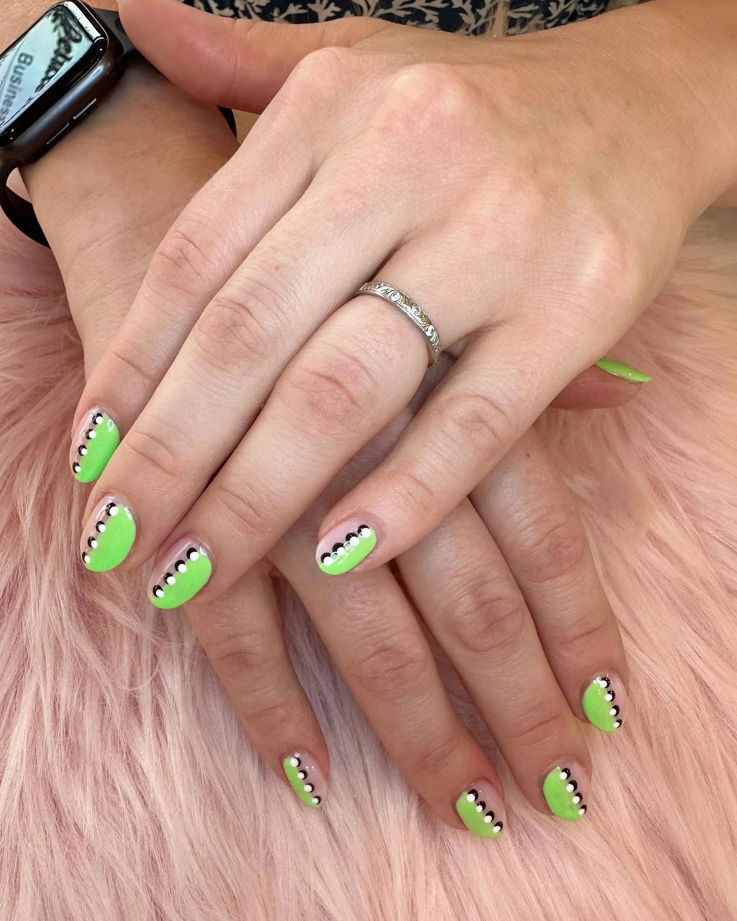 Lime Green Half-Moon Dots