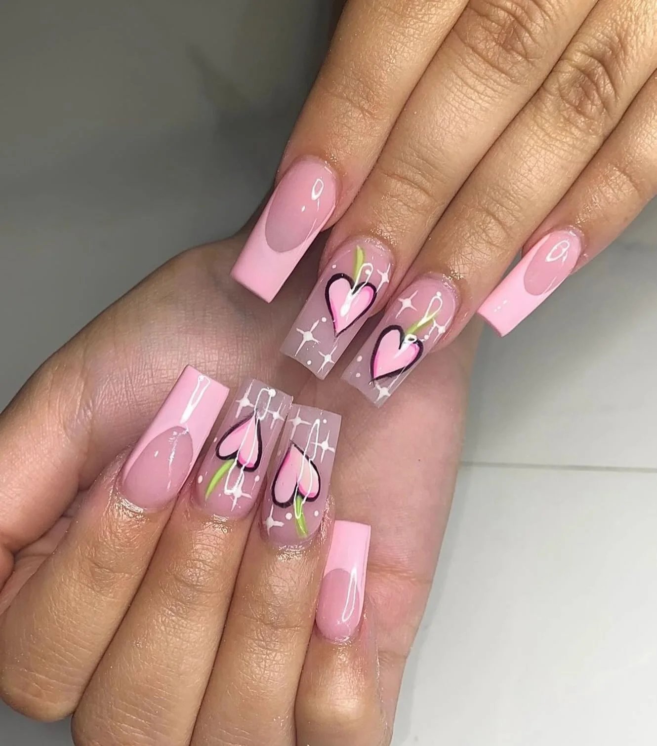 Long Pink Hearts