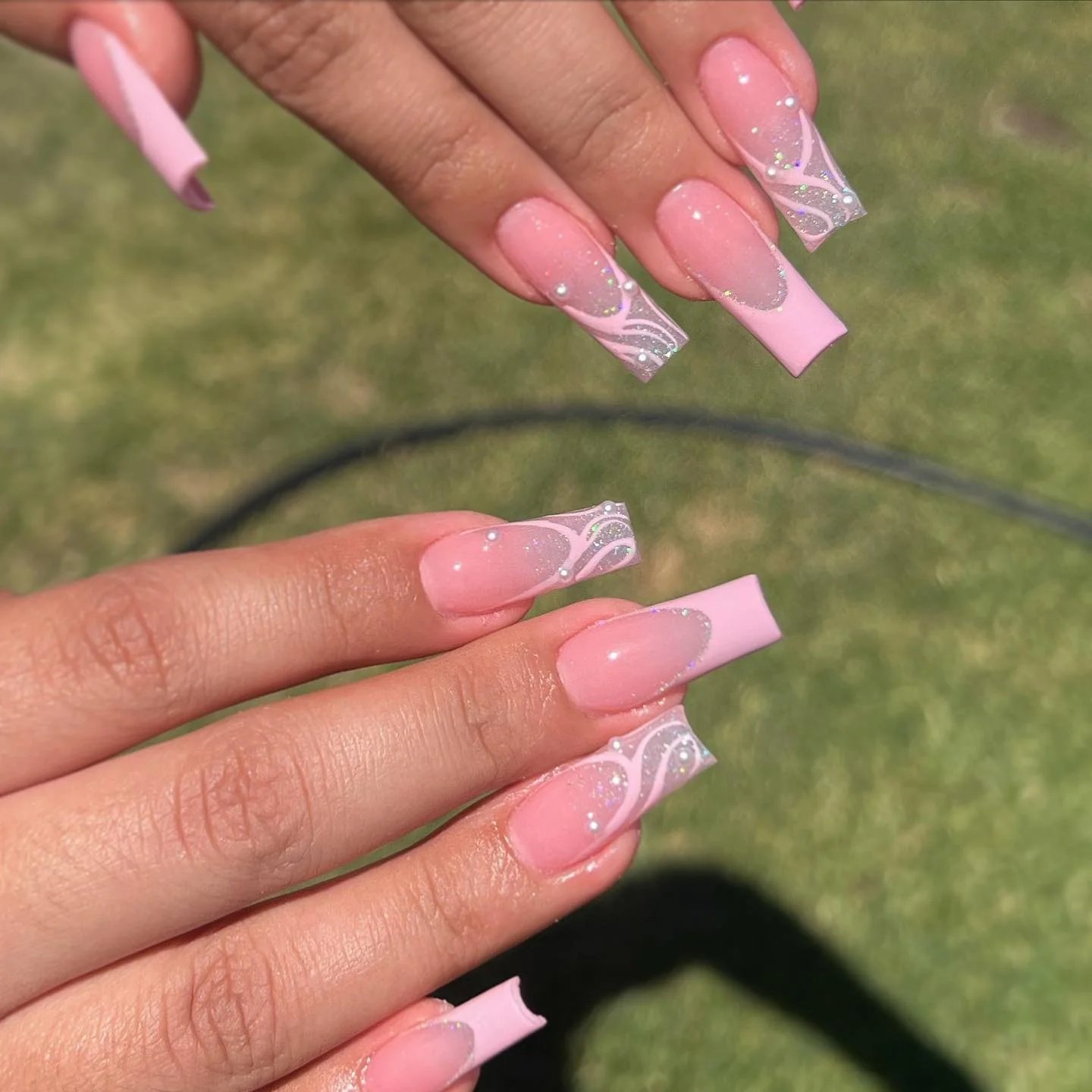 Milky Pink Glitter Tips